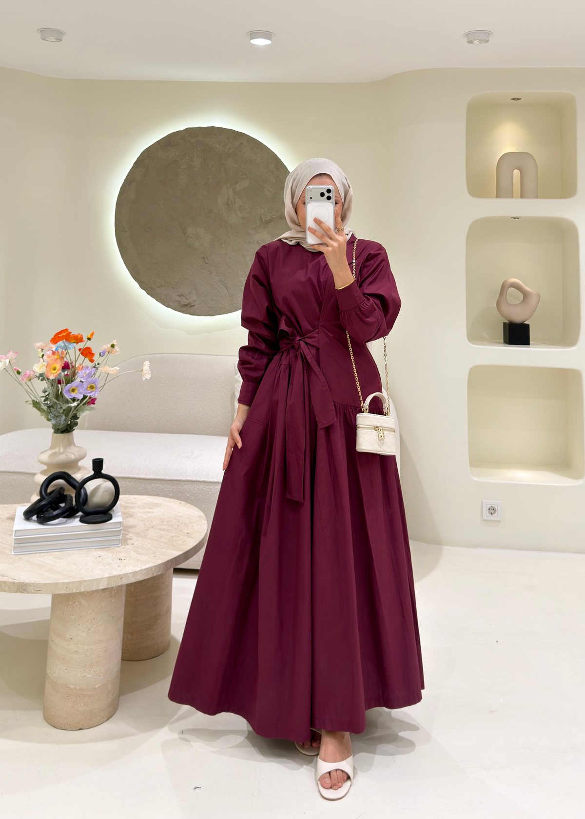 Manolya Elbise Bordo