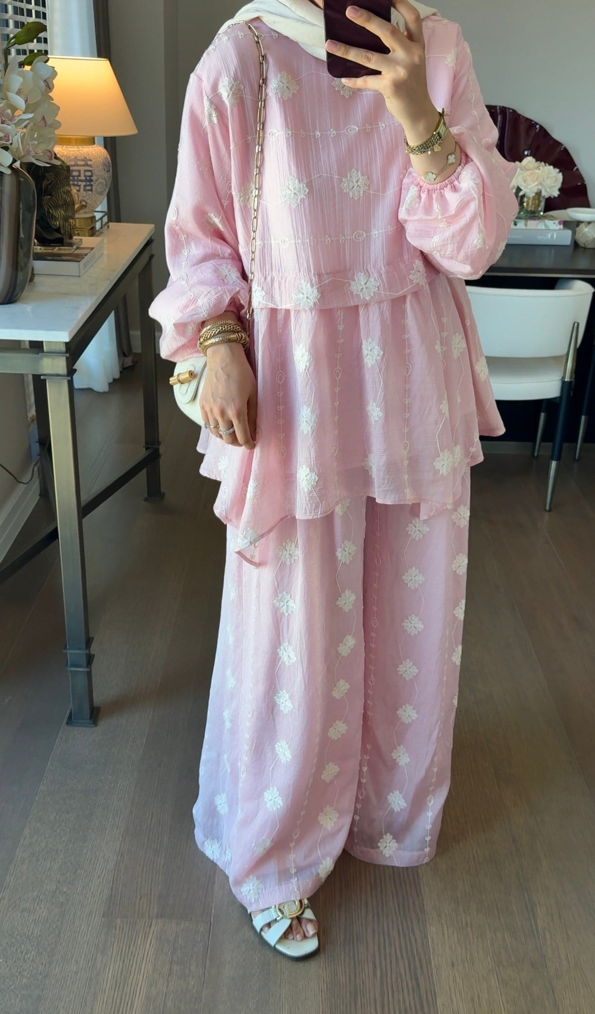 Marekeş Nakışlı Takım Pembe 