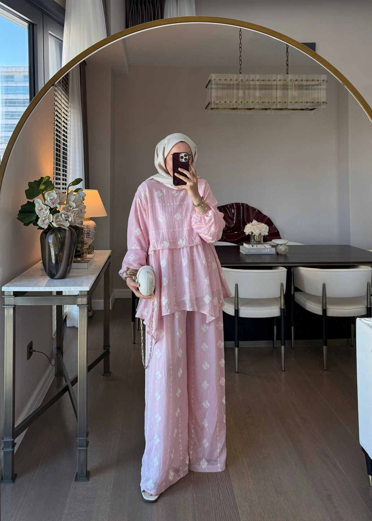 Marekeş Nakışlı Takım Pembe 