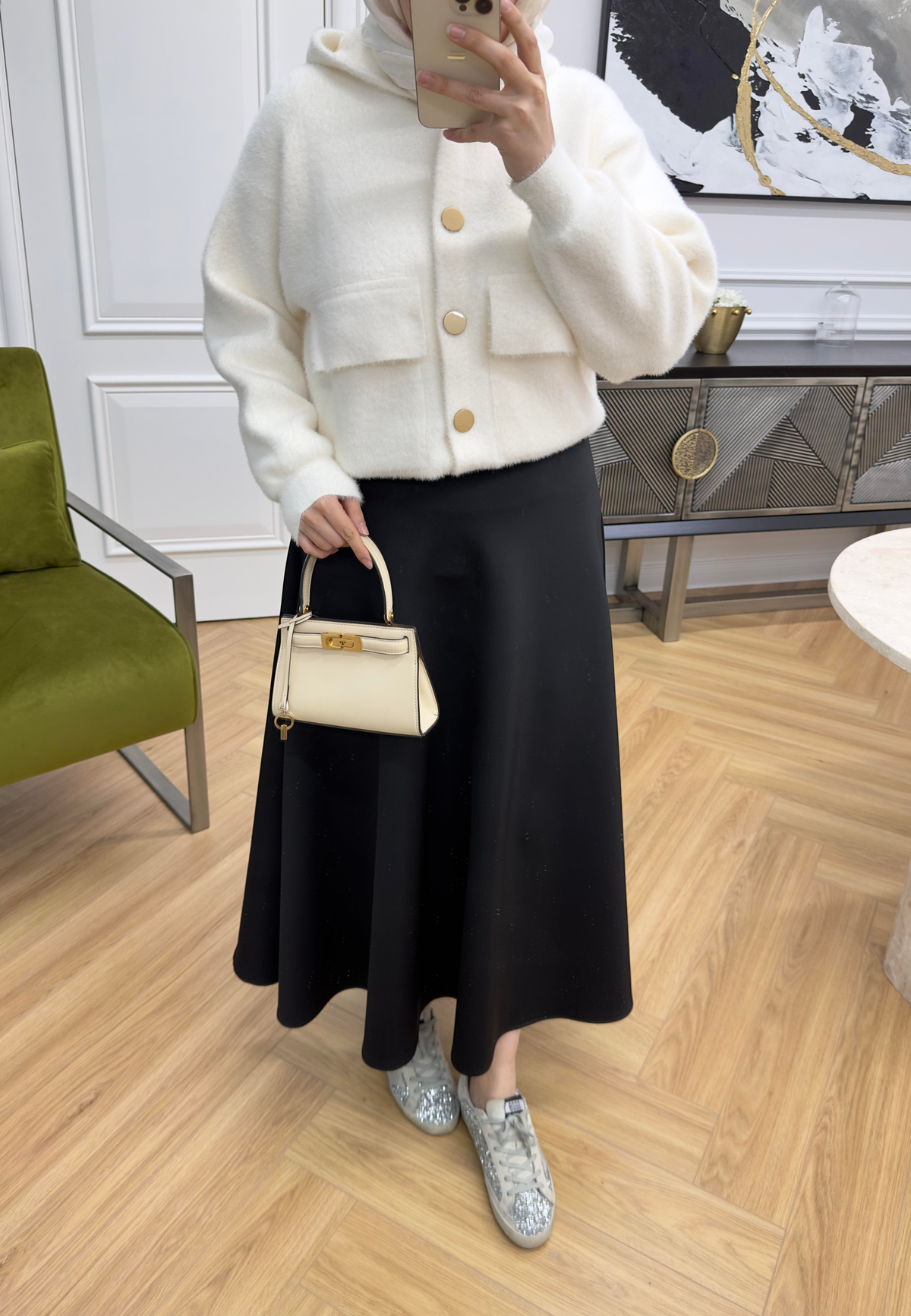 Mini Angora Hırka Ekru