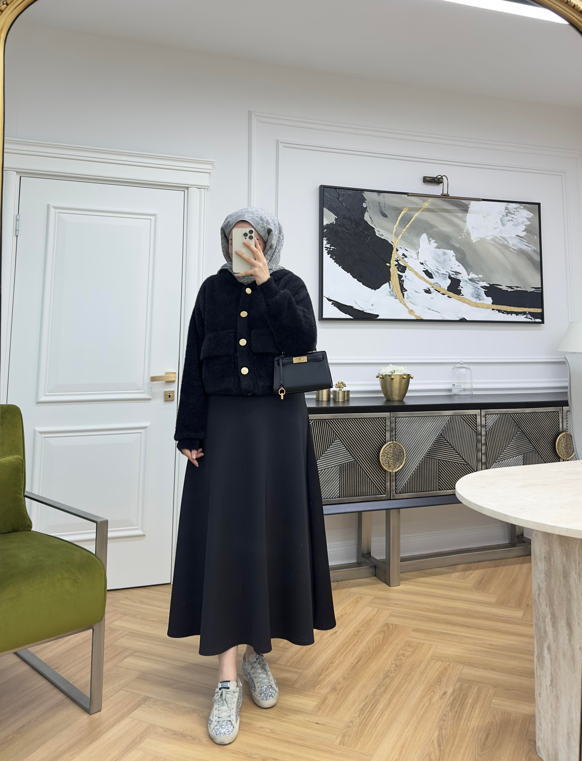 Mini Angora Hırka Siyah