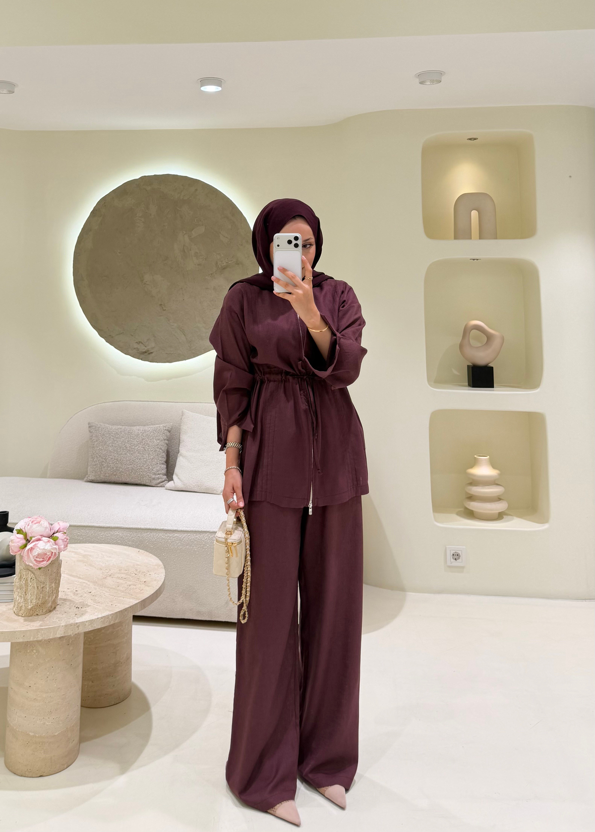 Miori Keten Takım Bordo