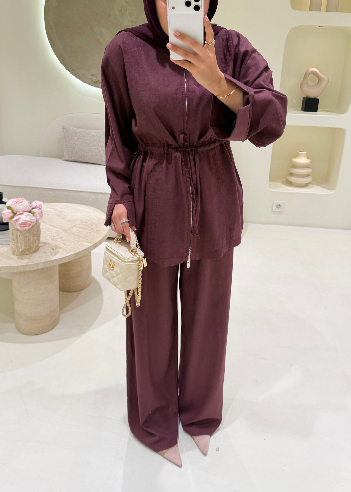 Miori Keten Takım Bordo