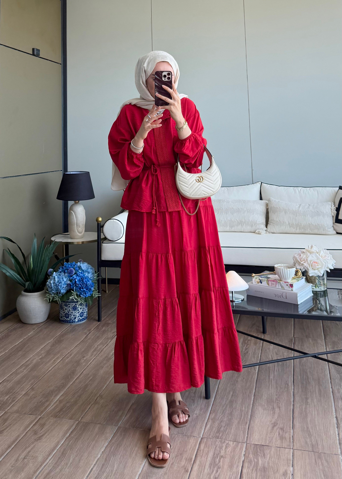 Mirelle Güpür Detaylı Takım Kırmızı