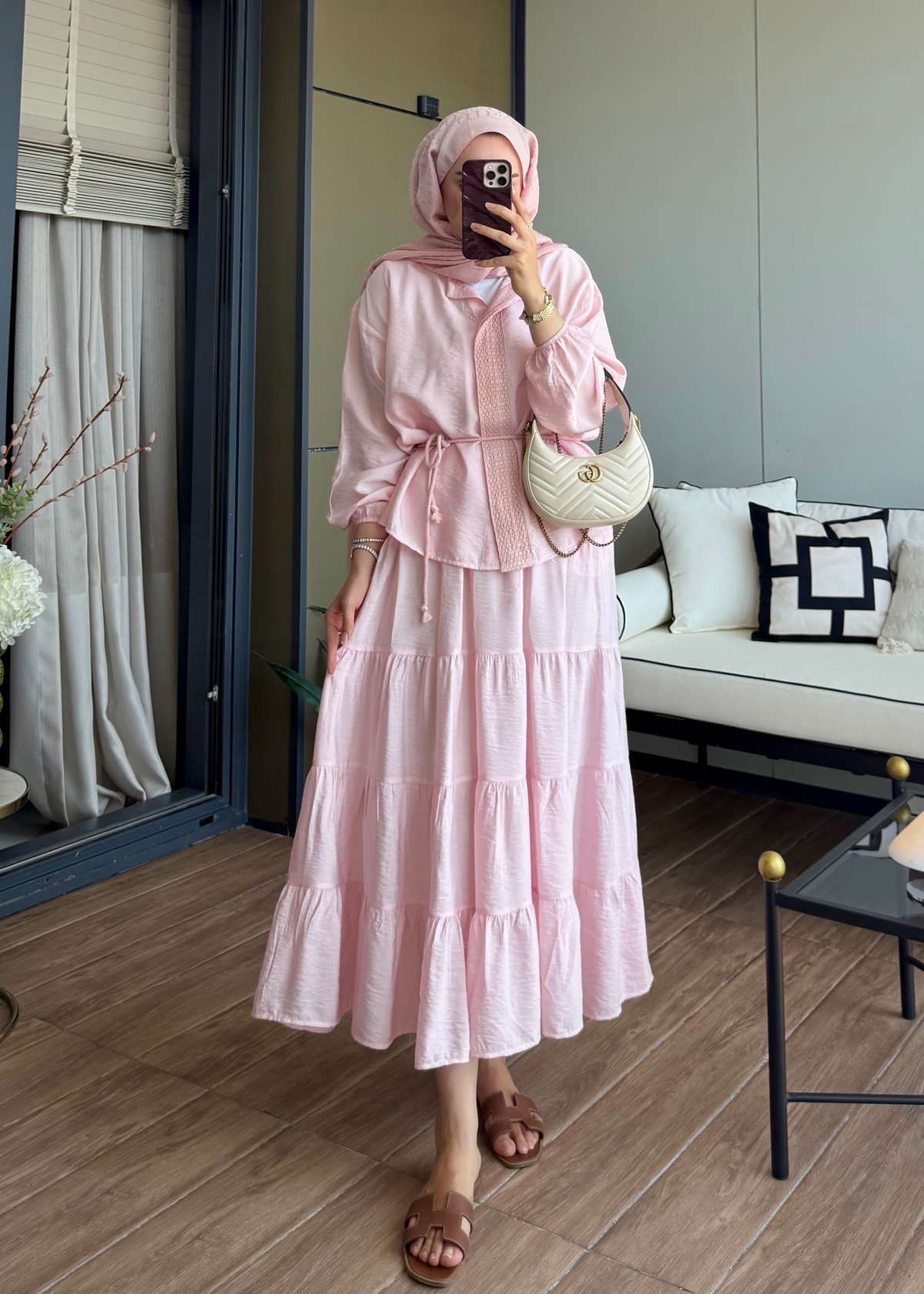 Mirelle Güpür Detaylı Takım Pembe