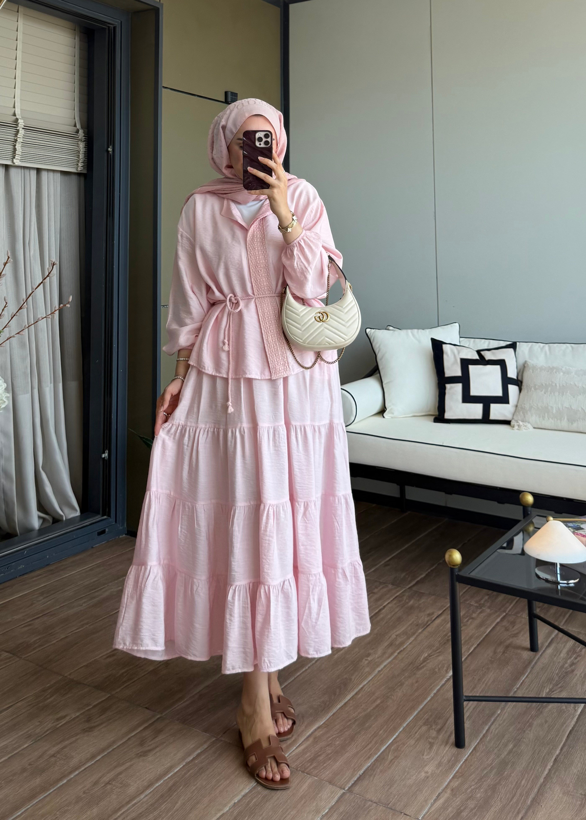 Mirelle Güpür Detaylı Takım Pembe
