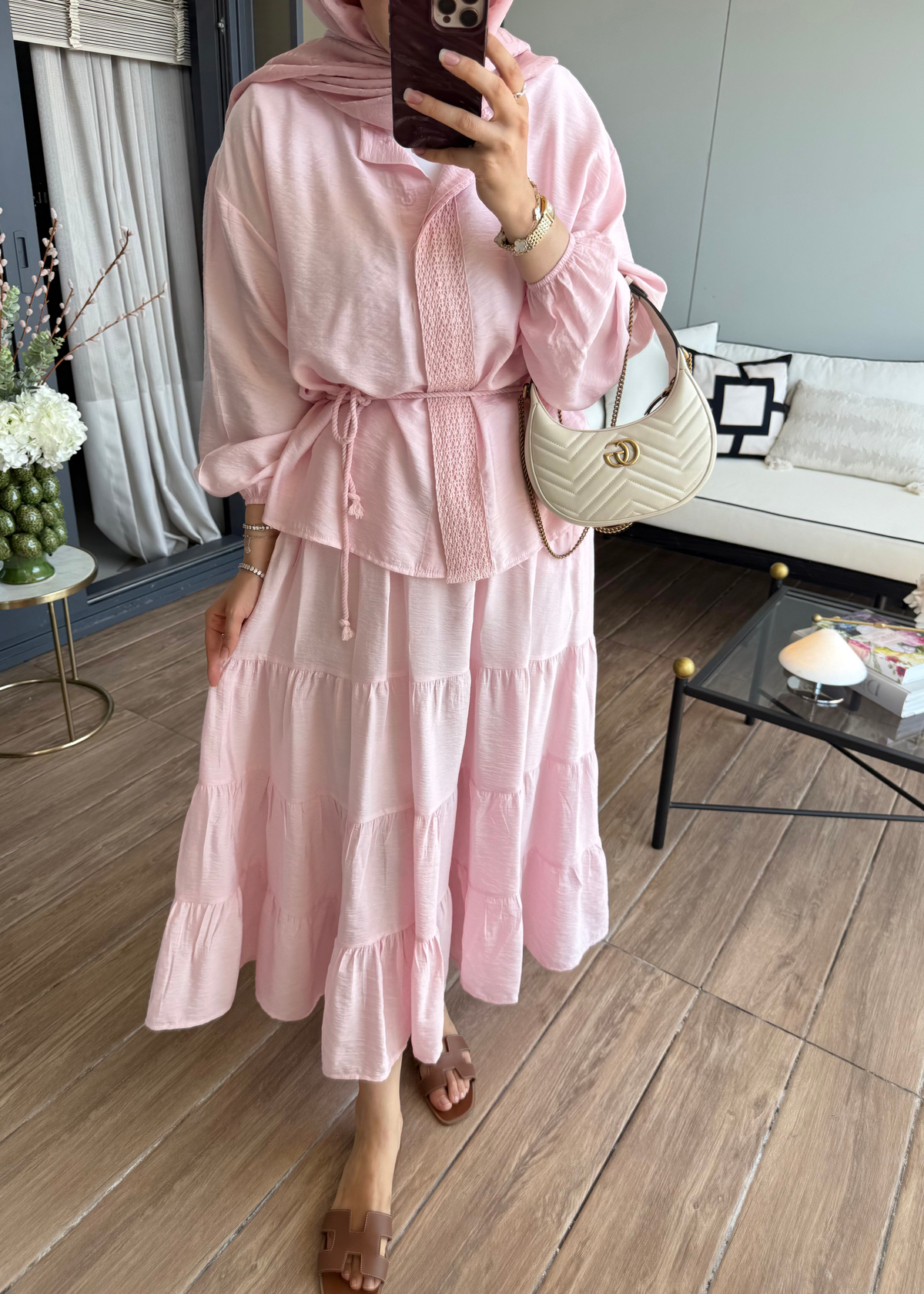 Mirelle Güpür Detaylı Takım Pembe