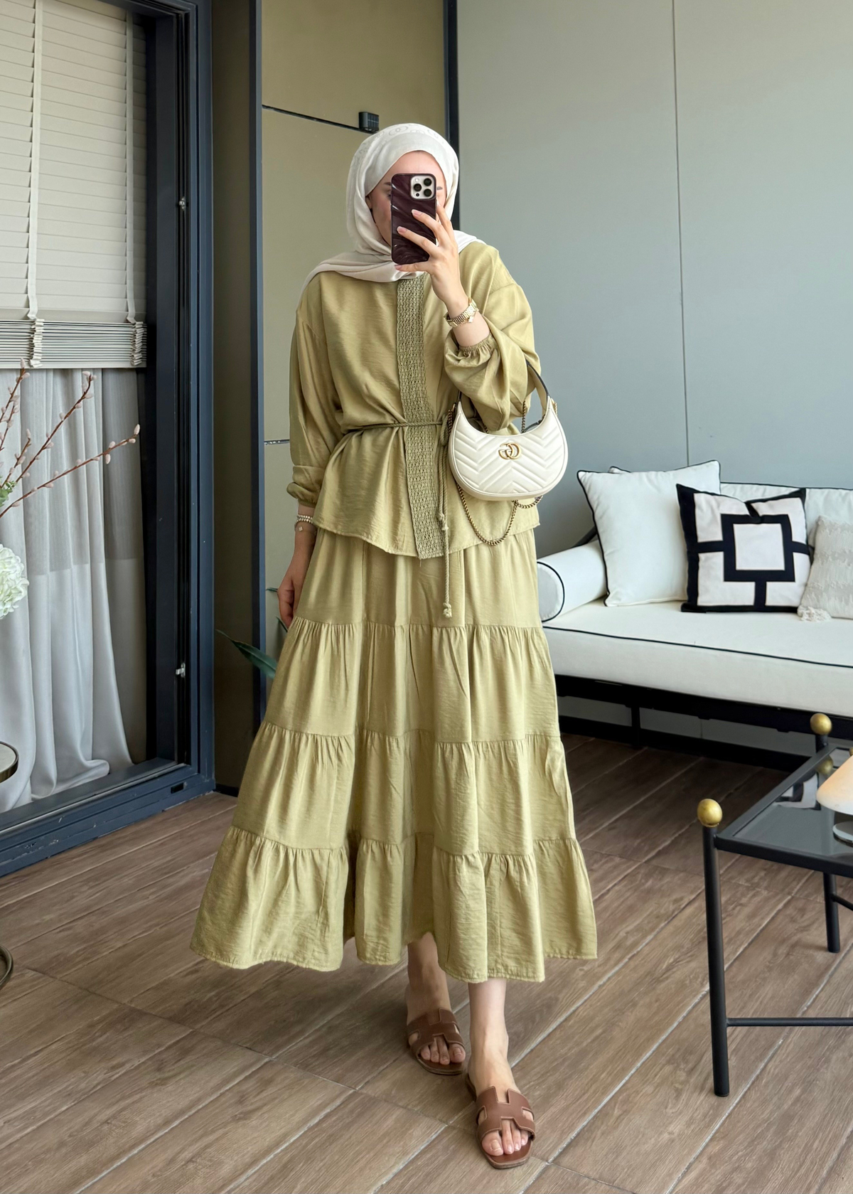 Mirelle Güpür Detaylı Takım Yeşil