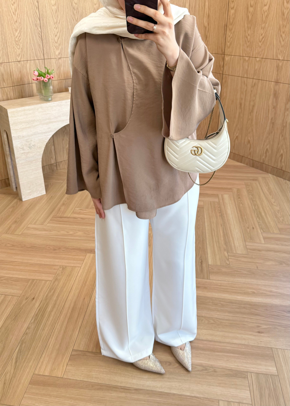 Miya Düğme Detaylı Gömlek Camel