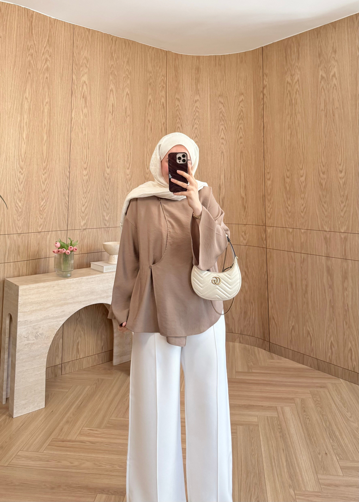 Miya Düğme Detaylı Gömlek Camel