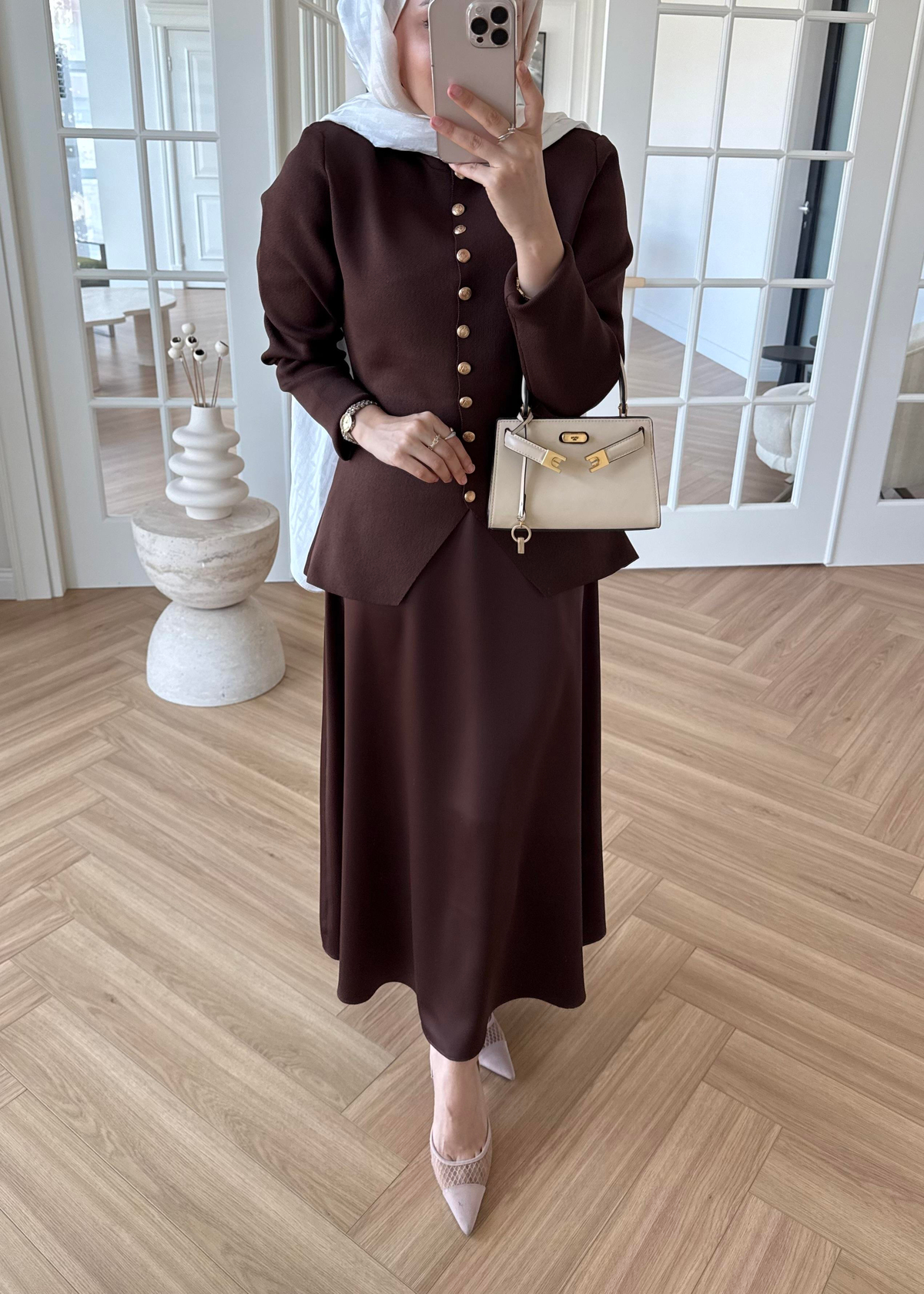 Moi Çelik Örme Hırka Kahverengi