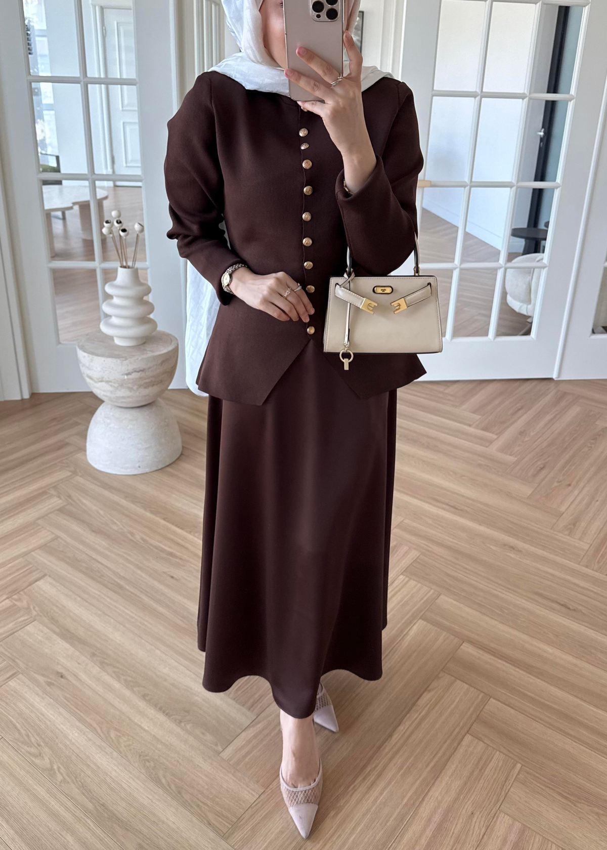 Moi Çelik Örme Hırka Kahverengi