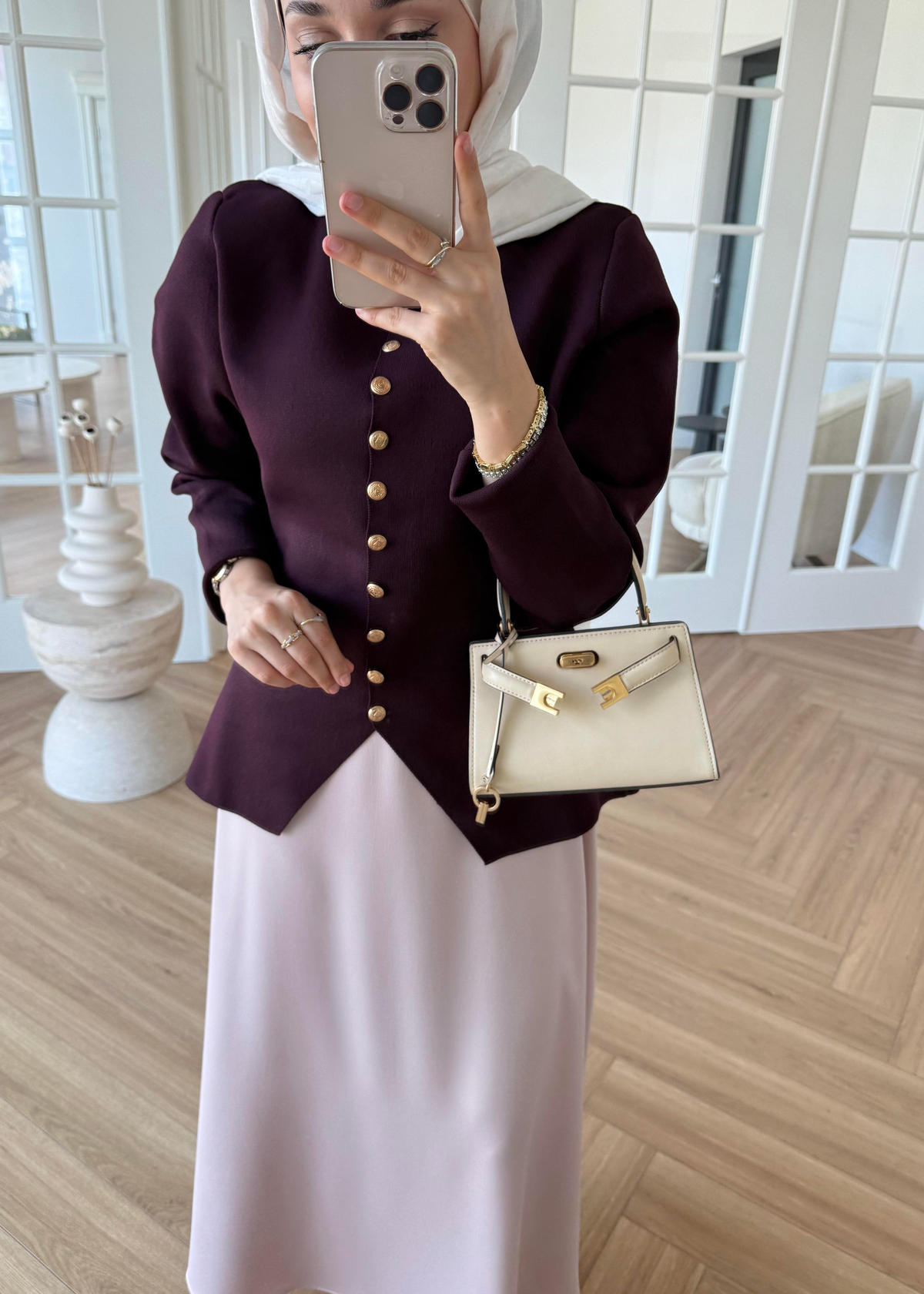 Moi Çelik Örme Hırka Mürdüm