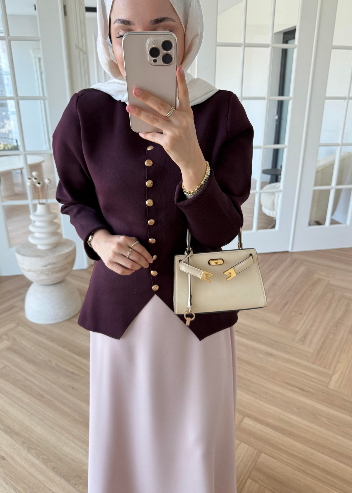 Moi Çelik Örme Hırka Mürdüm