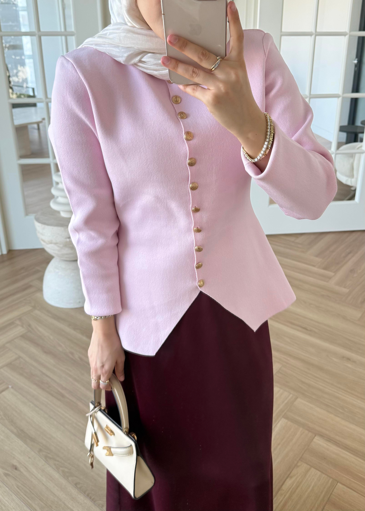 Moi Çelik Örme Hırka Pembe