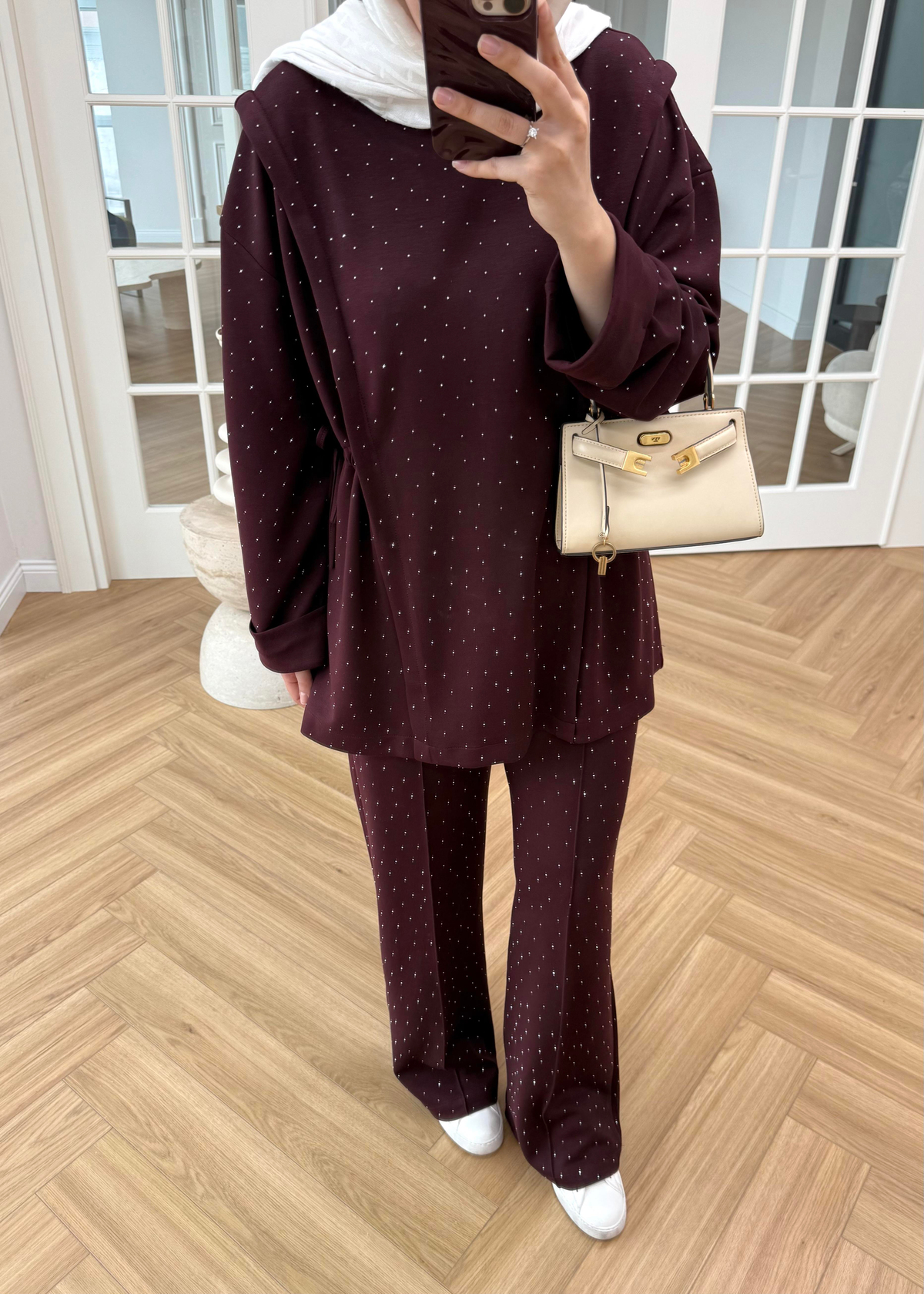 Monna Taşlı Oysh Takım Bordo