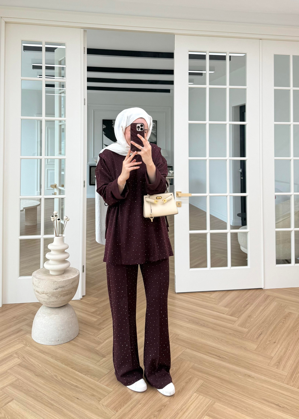 Monna Taşlı Oysh Takım Bordo