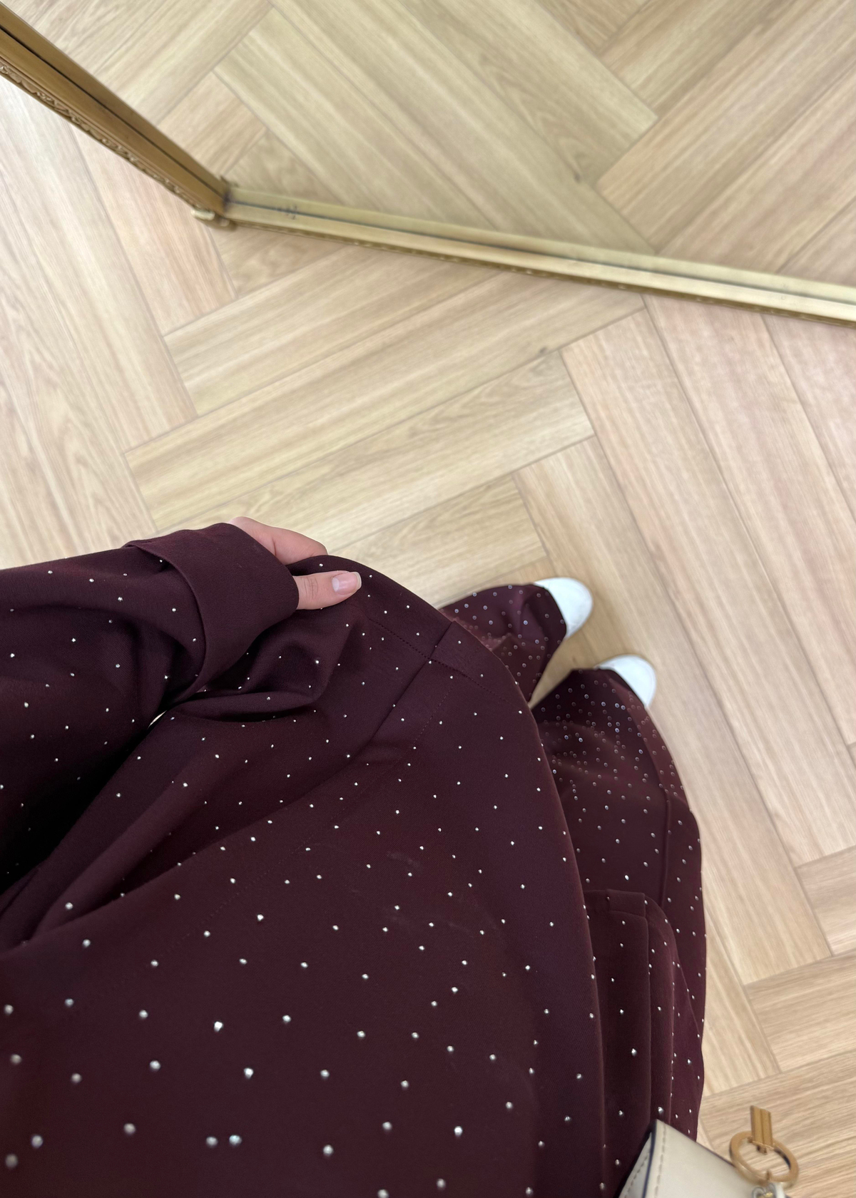 Monna Taşlı Oysh Takım Bordo
