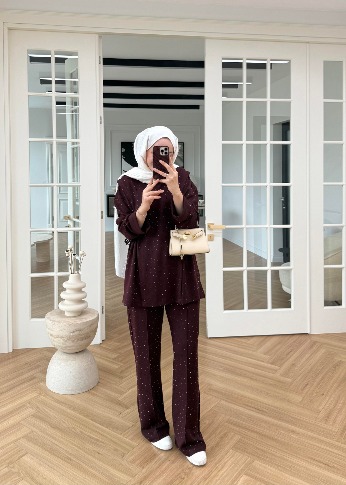 Monna Taşlı Oysh Takım Bordo