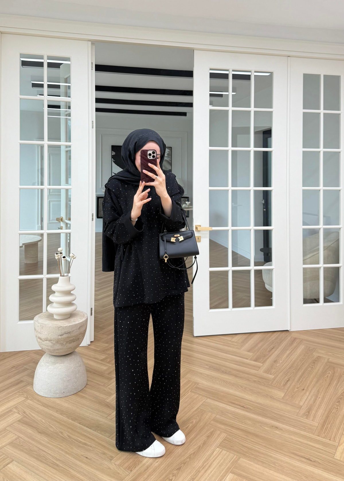 Monna Taşlı Oysh Takım Siyah