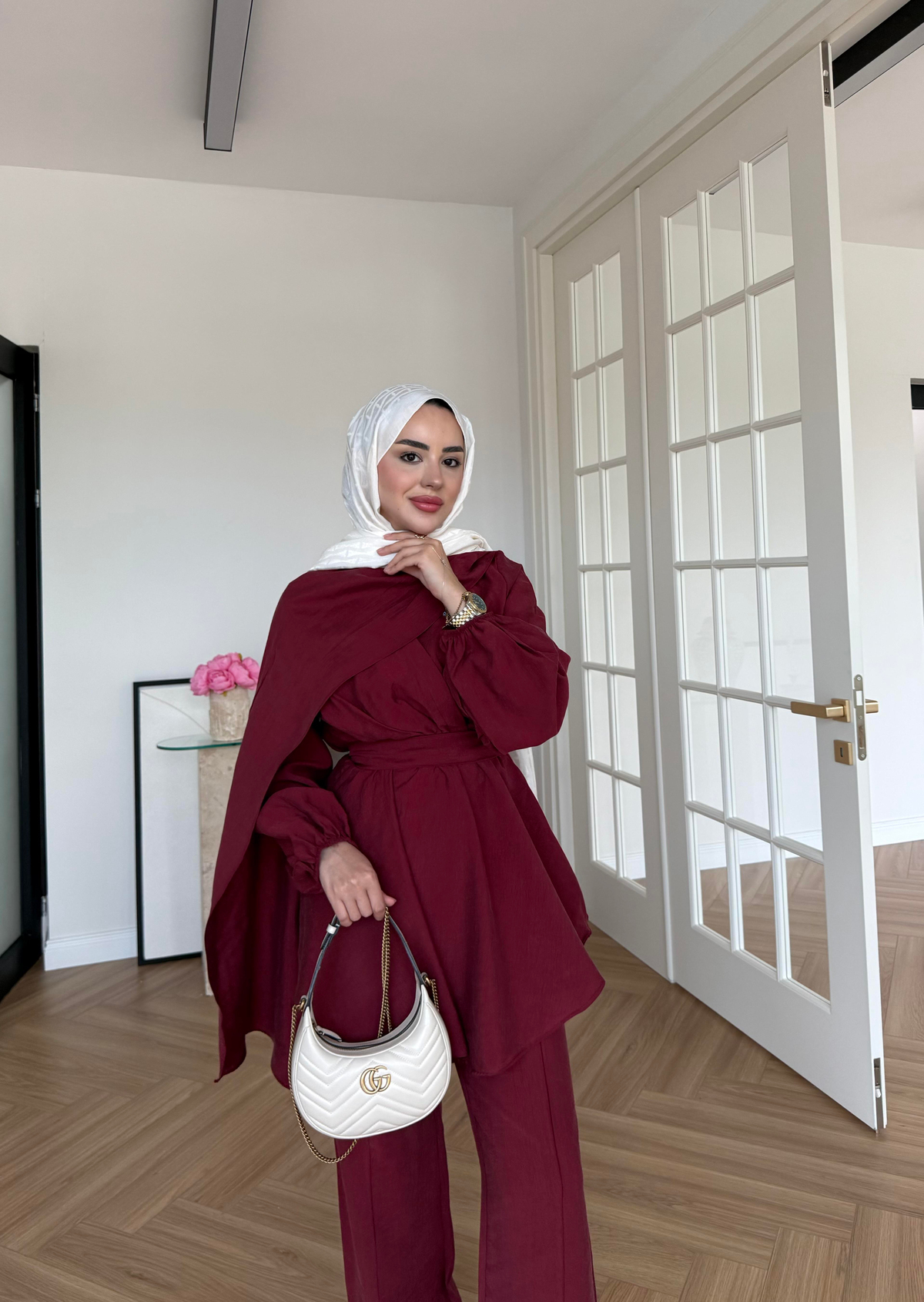 Nita Şallı Takım Bordo