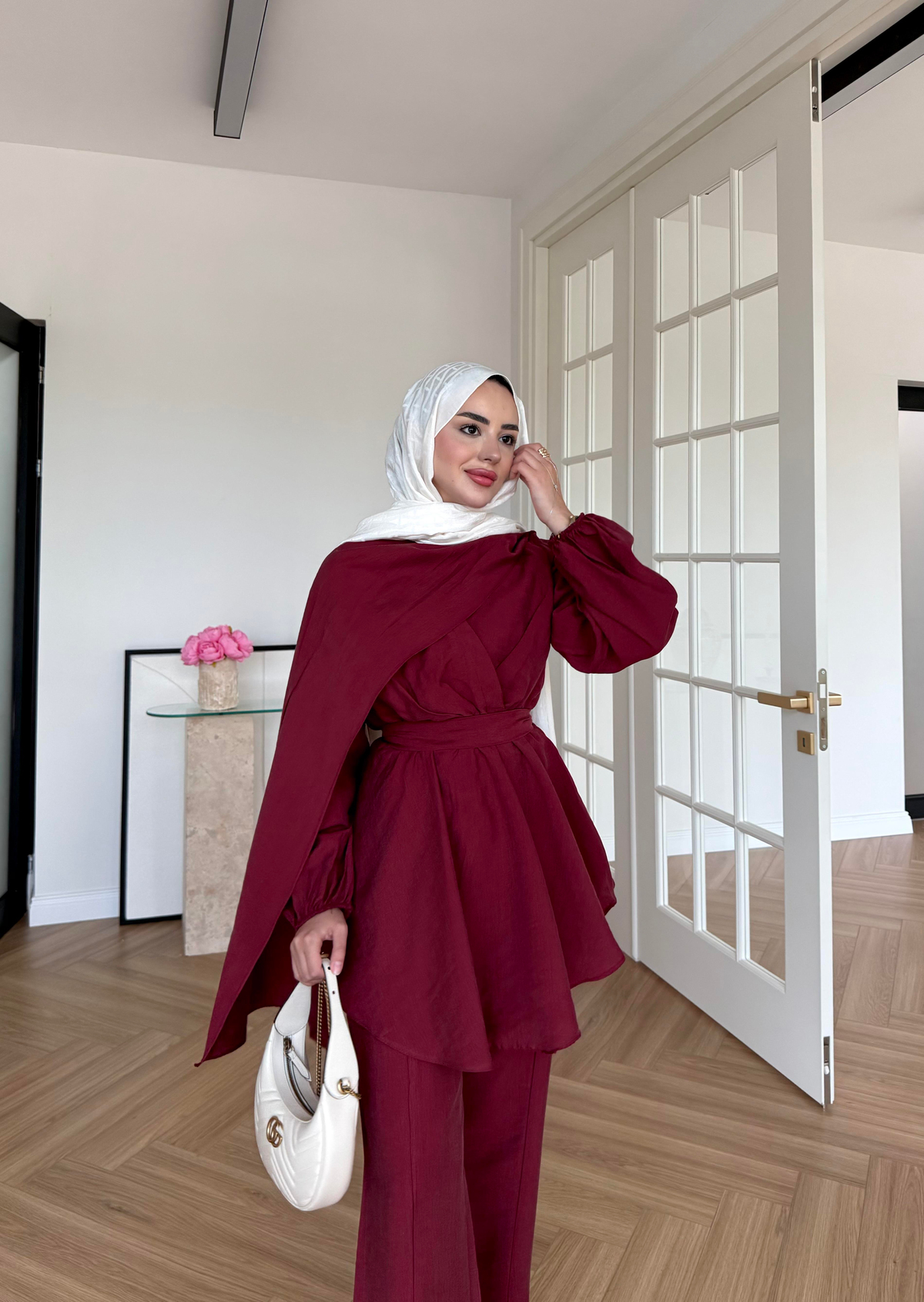 Nita Şallı Takım Bordo