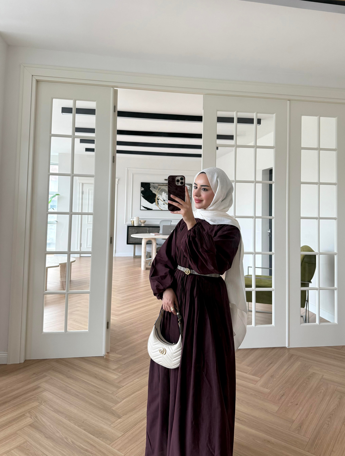 Nua Nervürlü Vual Elbise Mürdüm