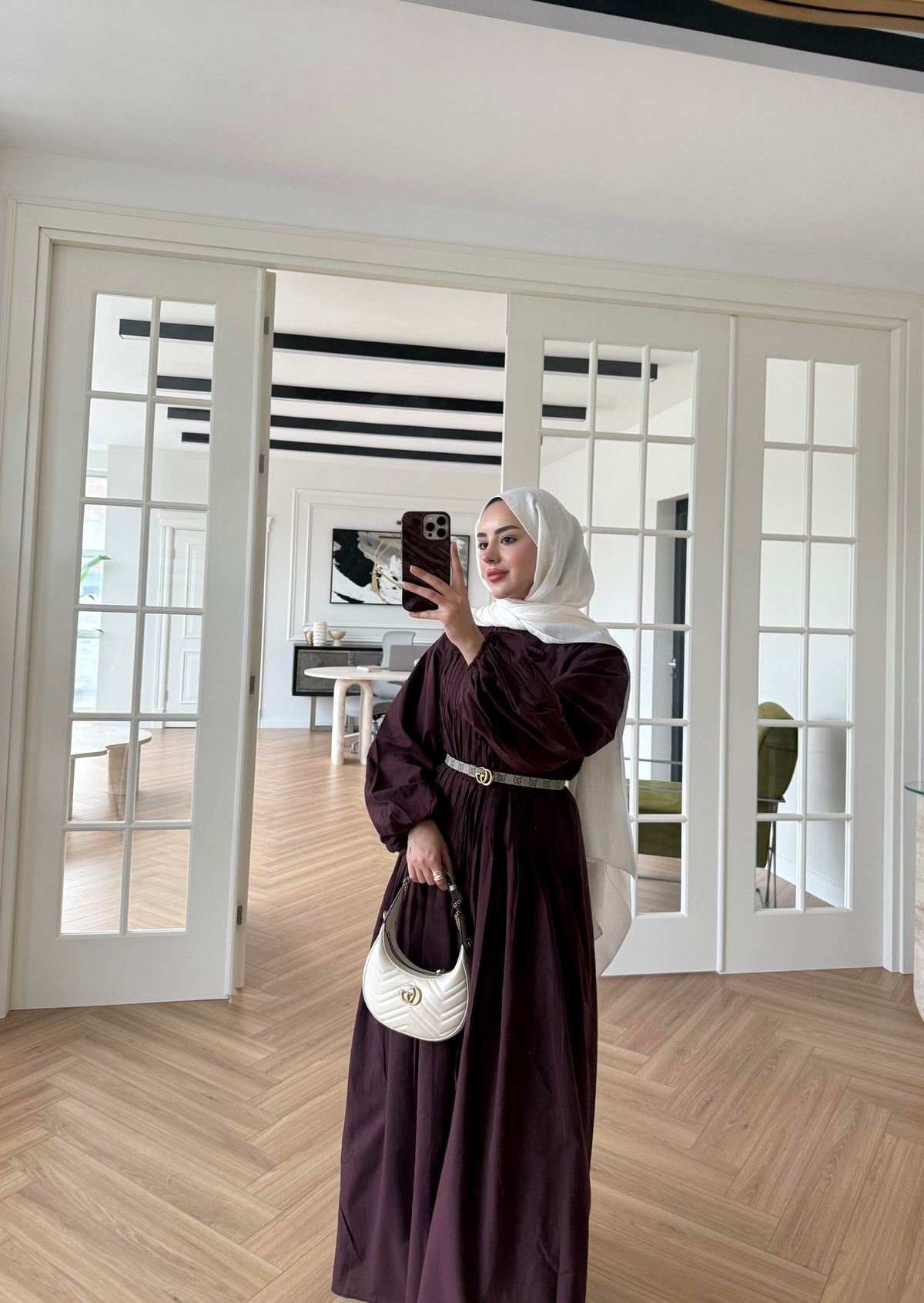 Nua Nervürlü Vual Elbise Mürdüm