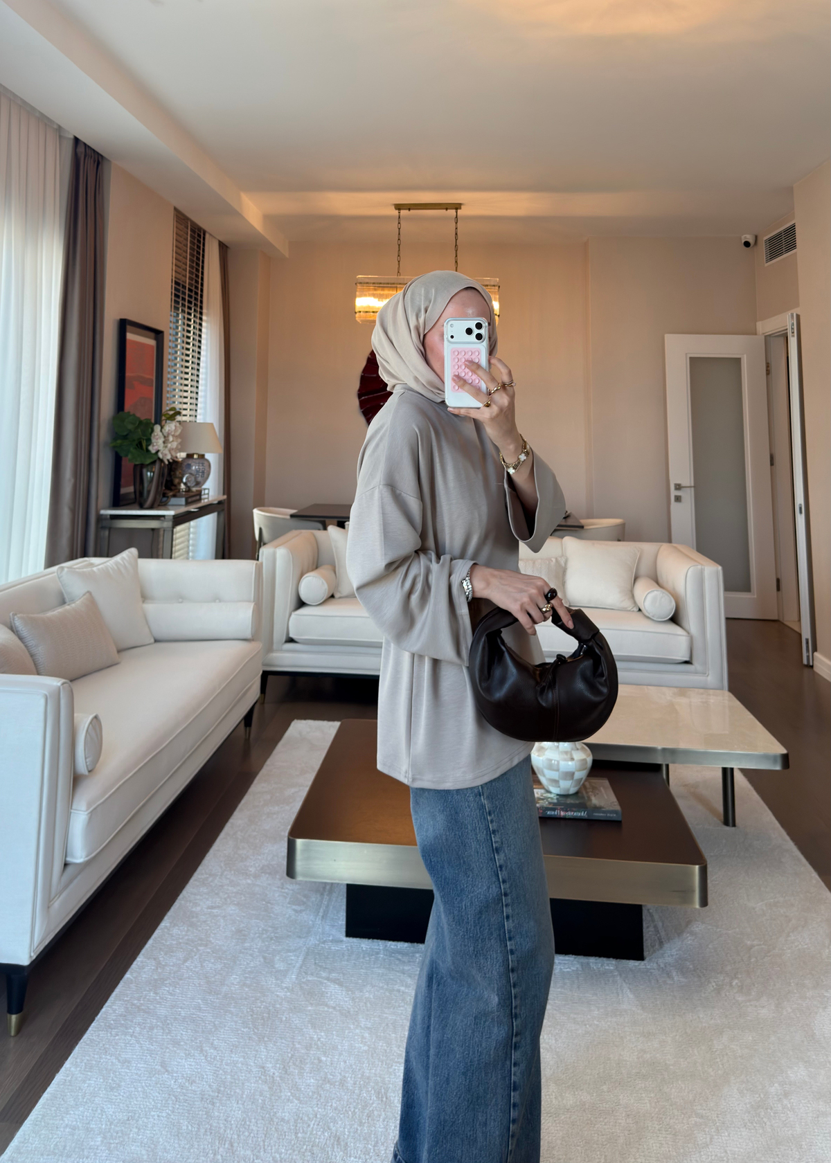 Önü Bağlama Detaylı Sweat Taş