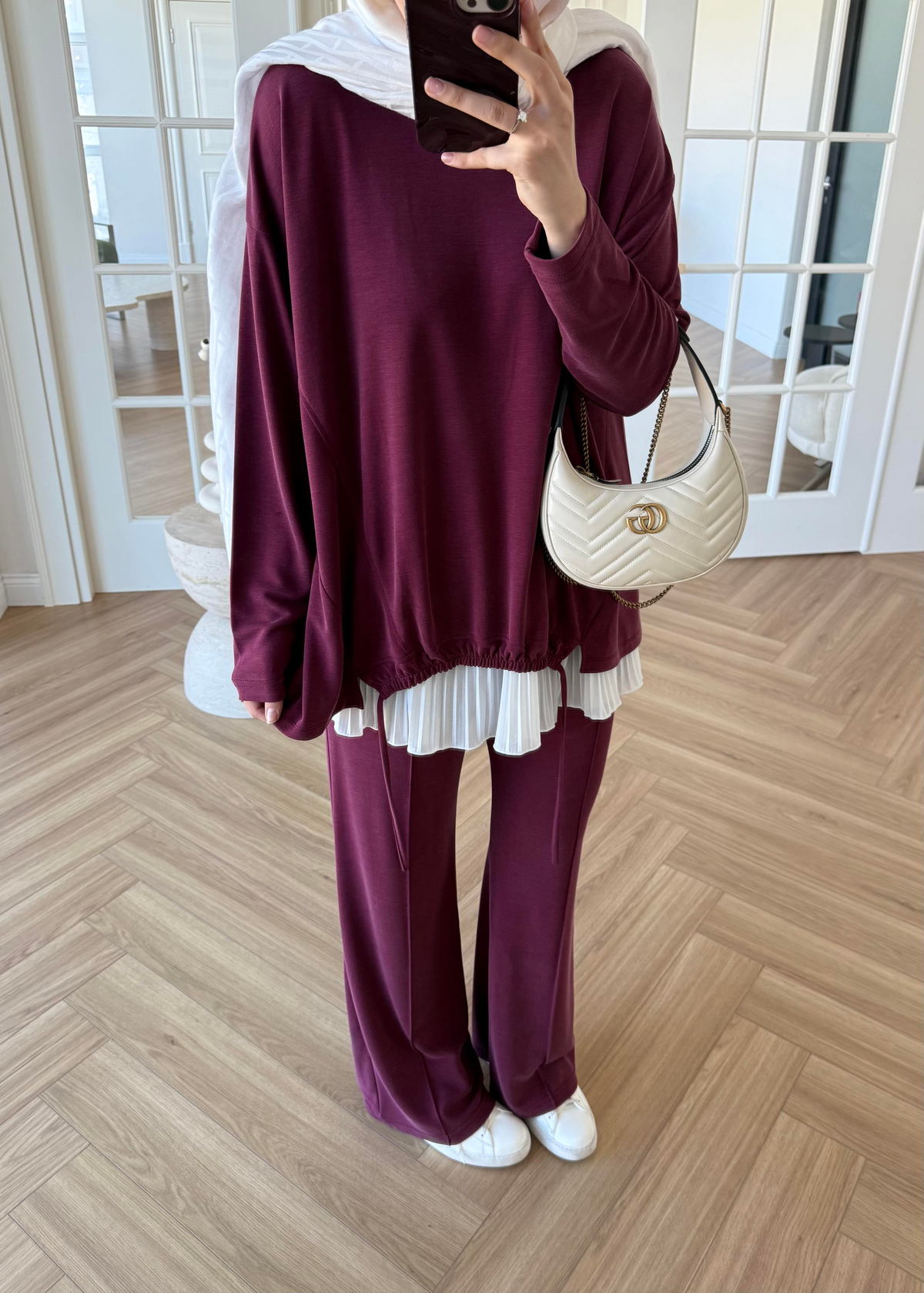 Önü Büzgülü Pike Takım Mürdüm