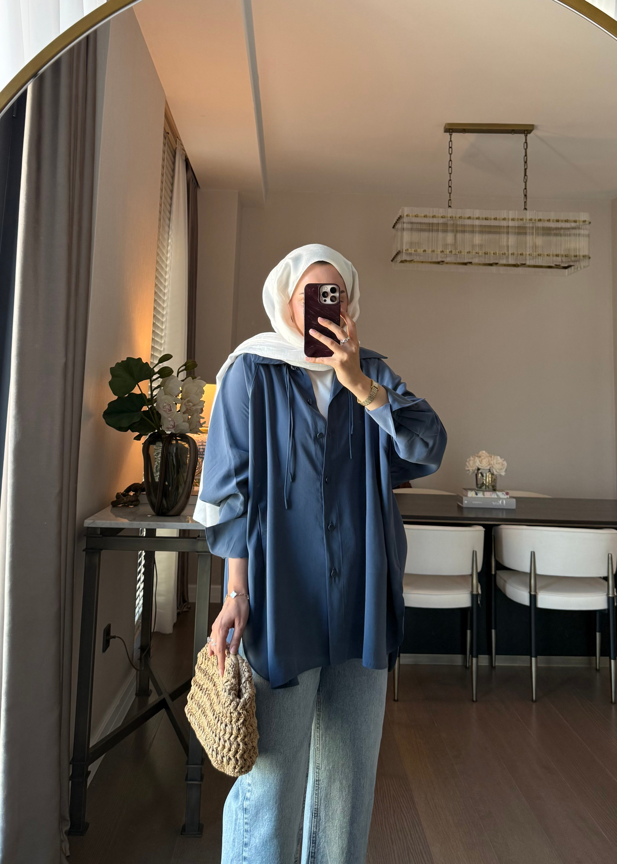 Oversize Tensel Modal Gömlek İndigo
