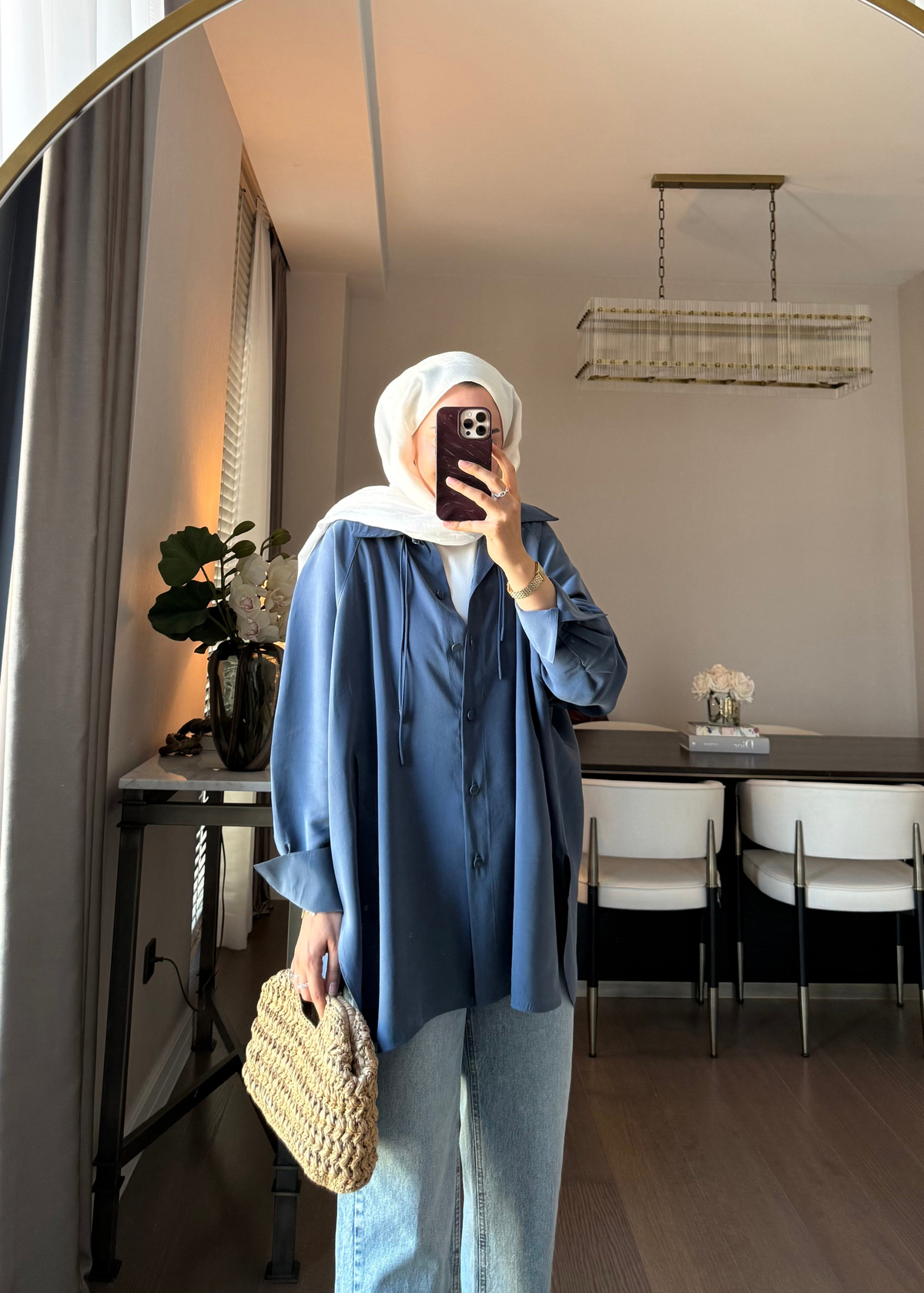 Oversize Tensel Modal Gömlek İndigo