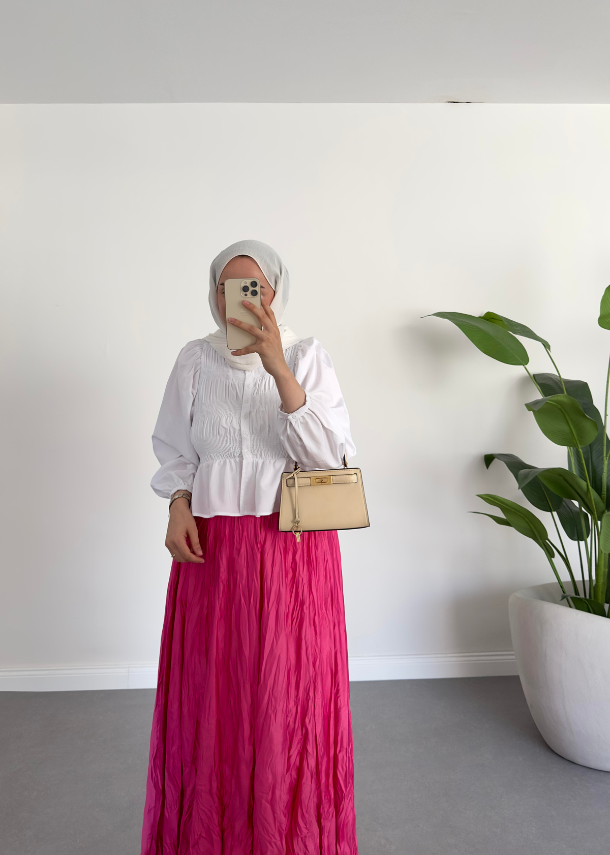 Pile Kırınkıl Saten Etek Fuşya