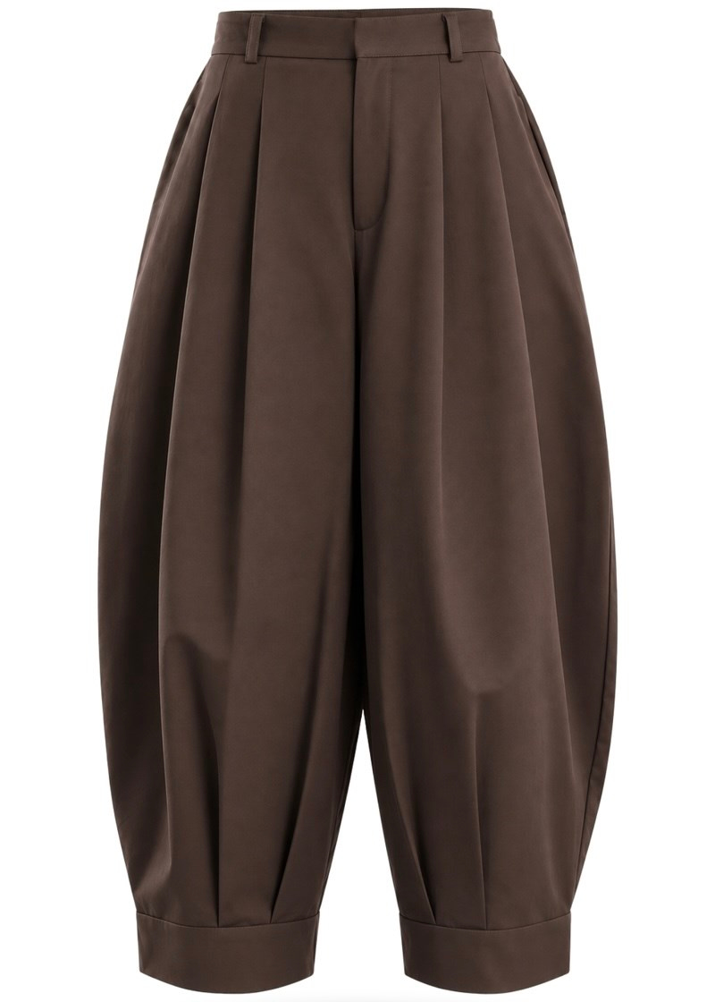 Pileli Balon Form Pantolon Kahverengi 