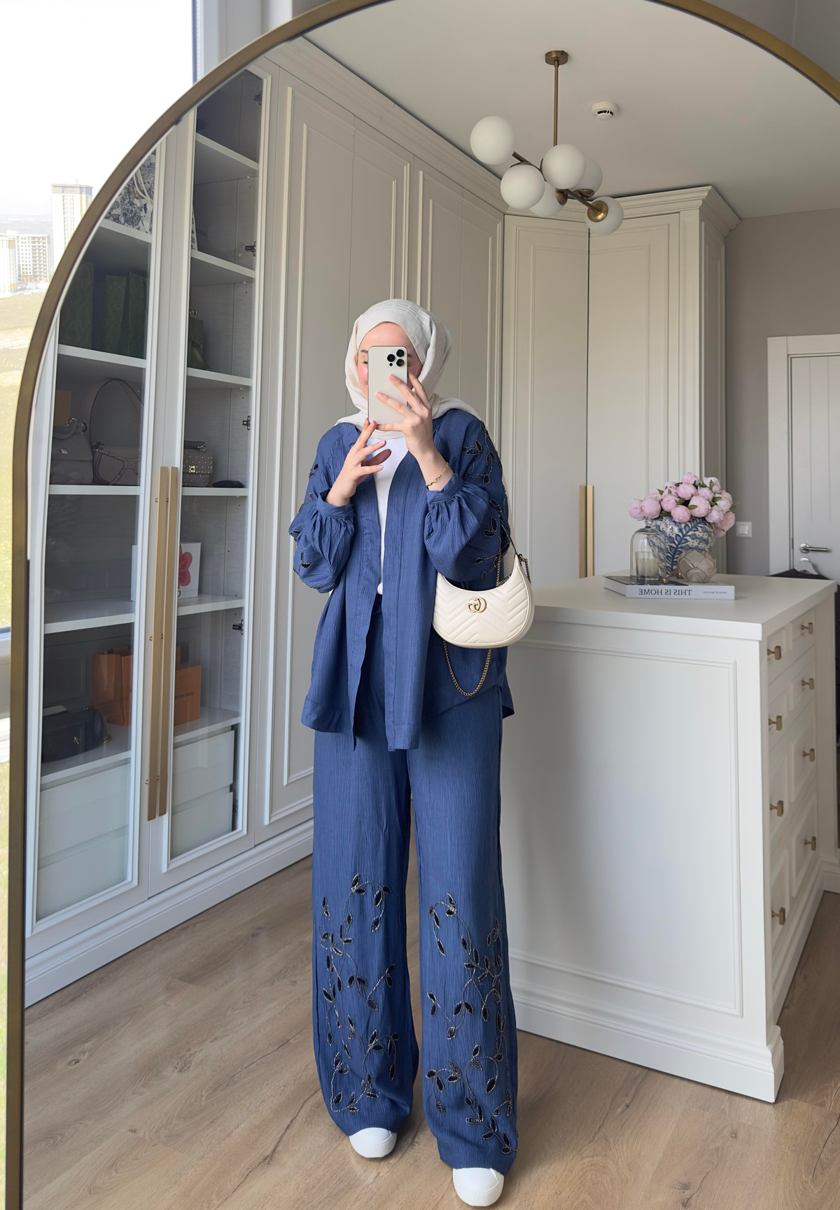 Premium El İşlemeli Kimono İndigo 