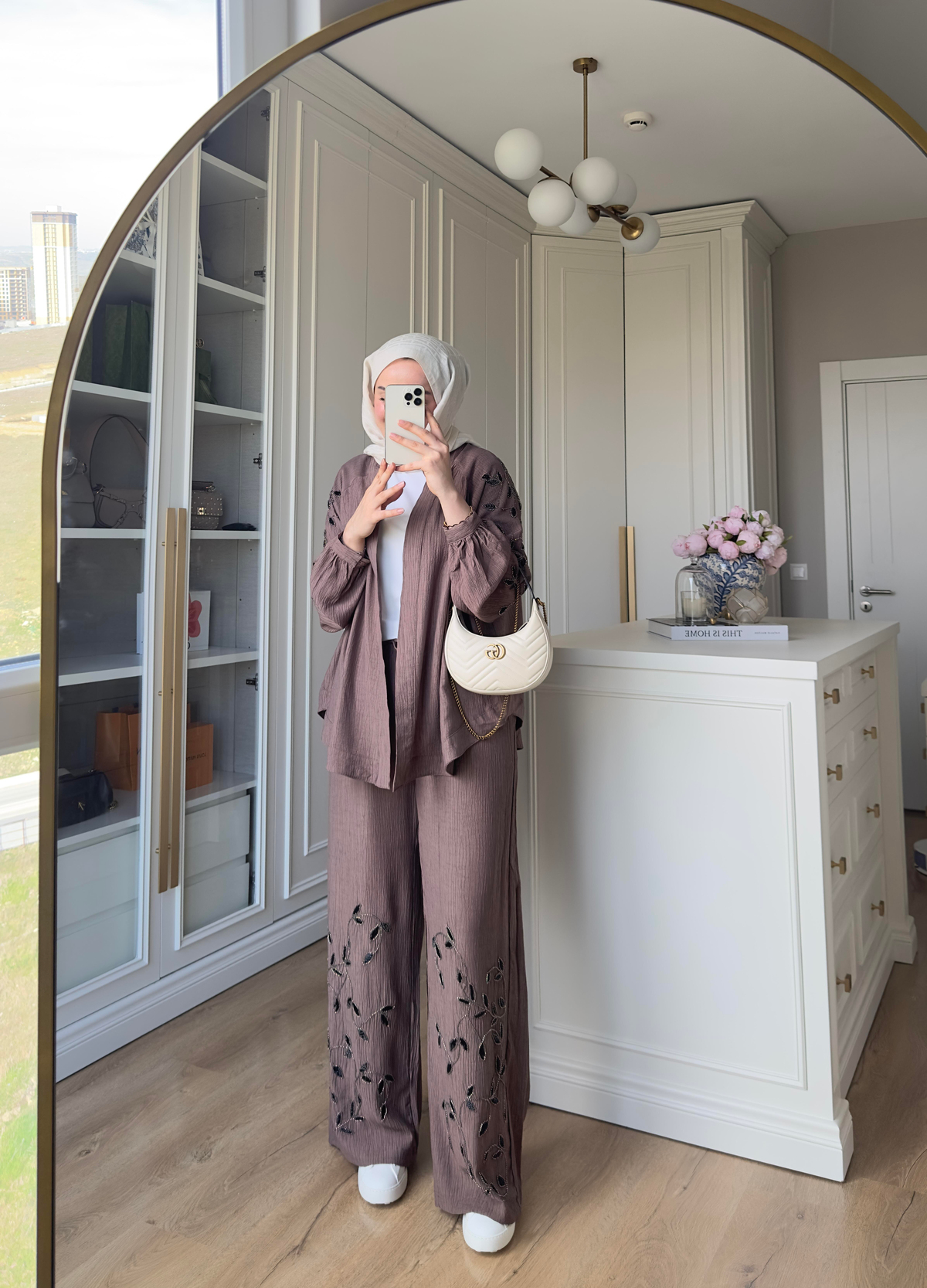 Premium El İşlemeli Kimono Mocha 
