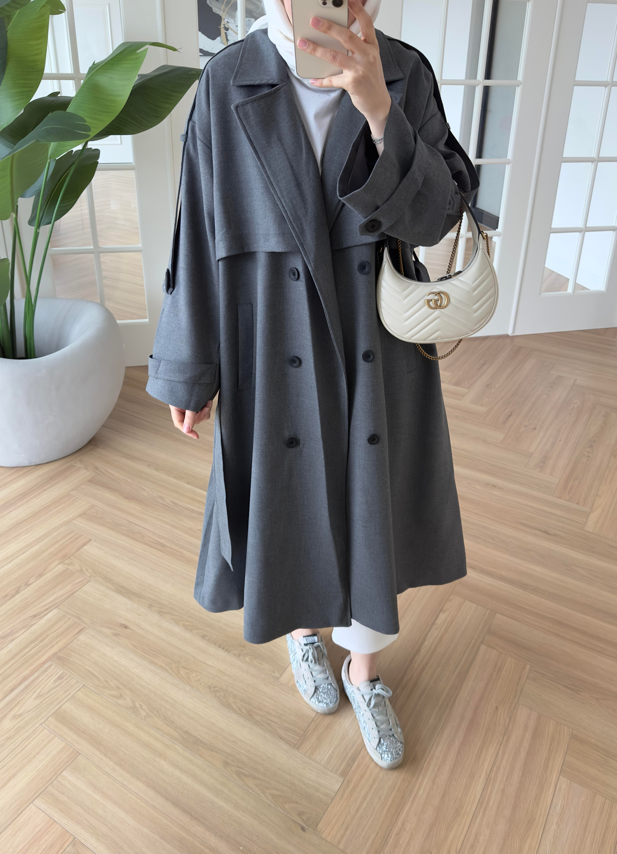 Premium Gabardin Trençkot Antrasit