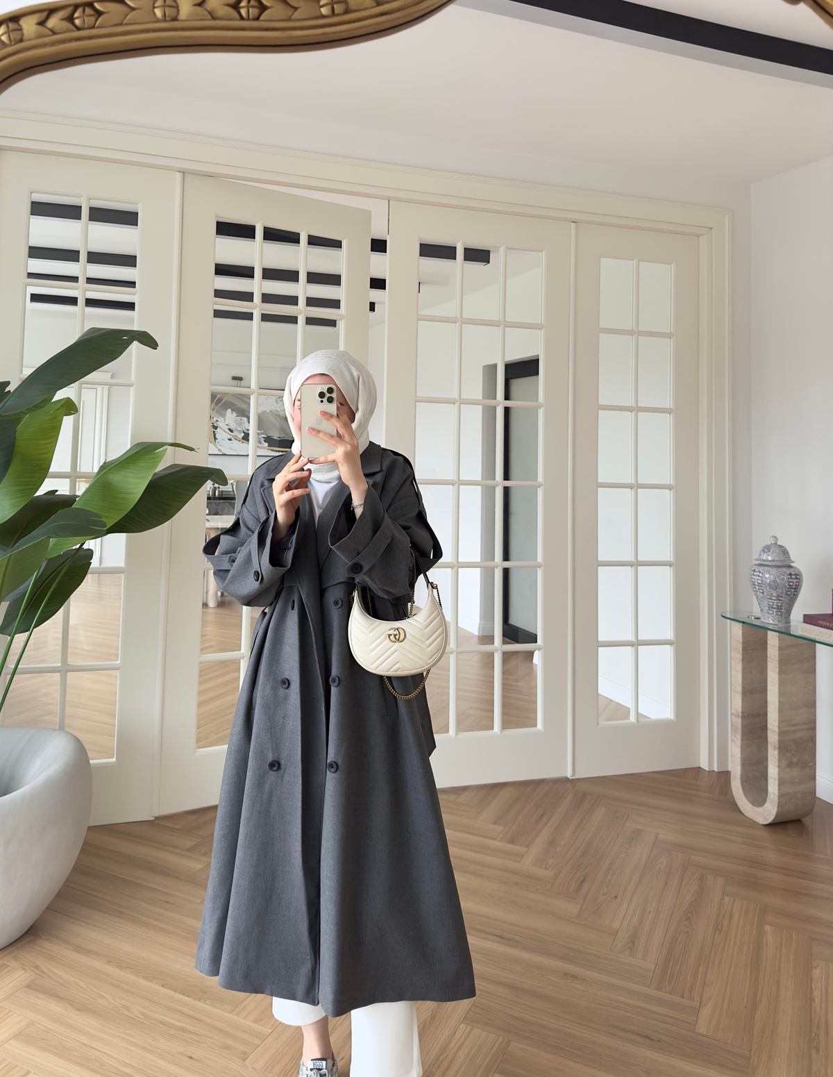 Premium Gabardin Trençkot Antrasit