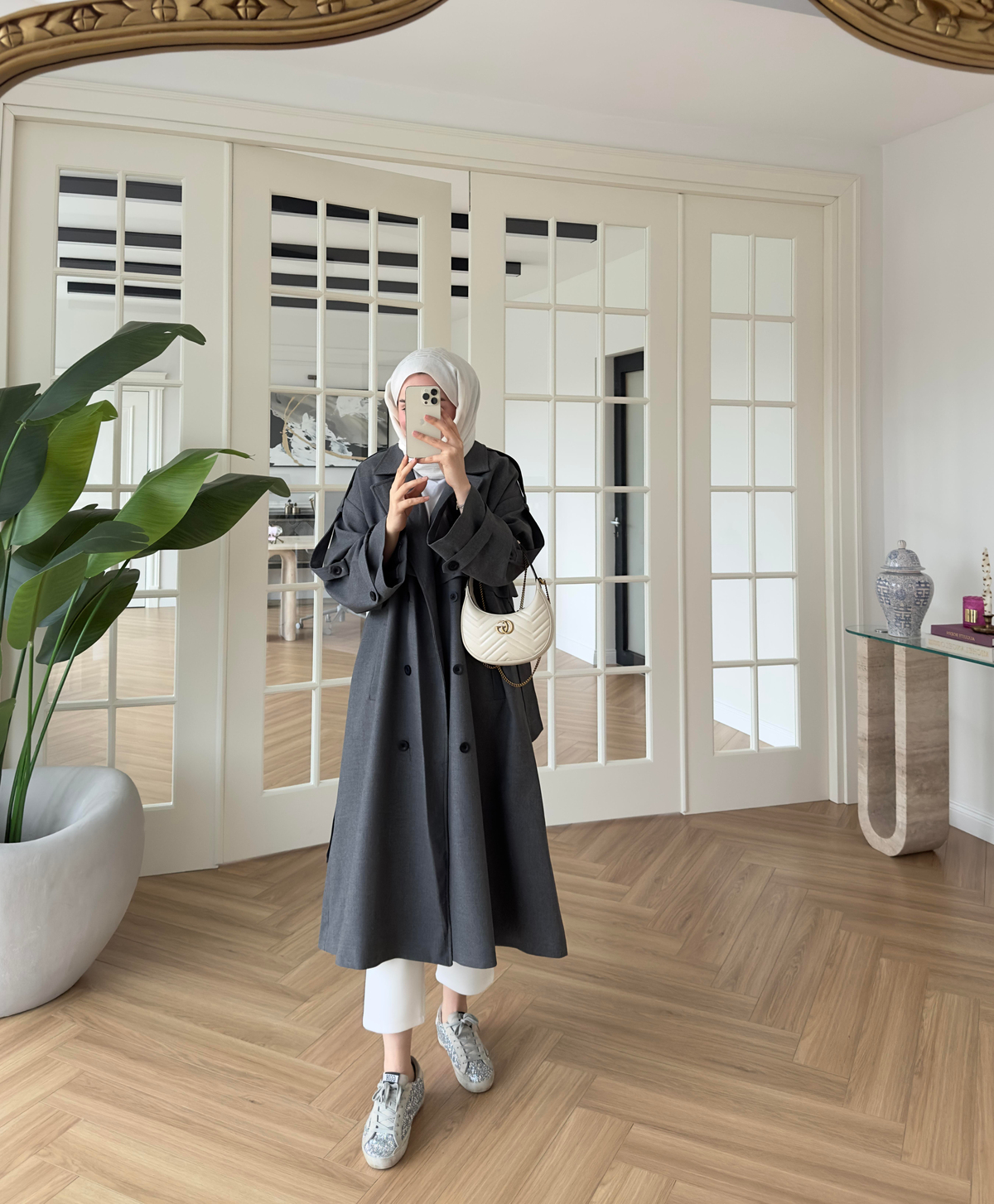 Premium Gabardin Trençkot Antrasit