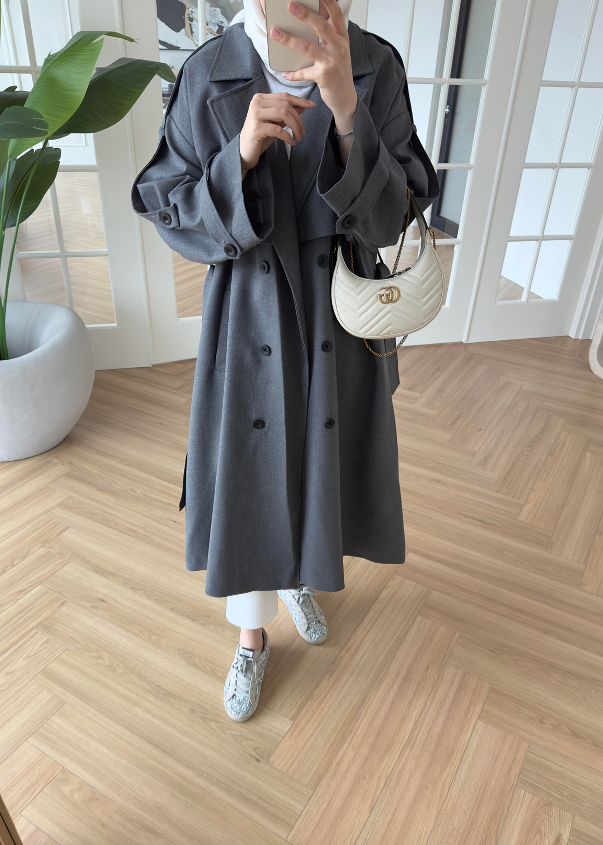 Premium Gabardin Trençkot Antrasit