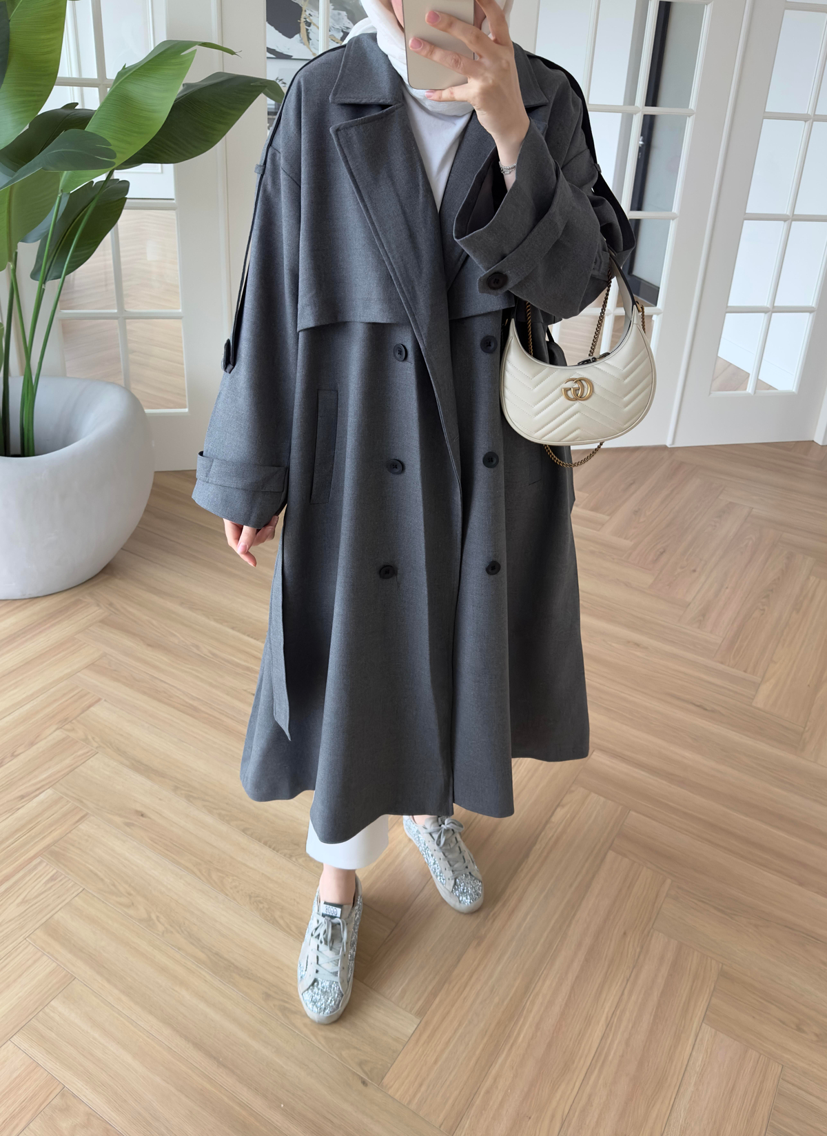 Premium Gabardin Trençkot Antrasit