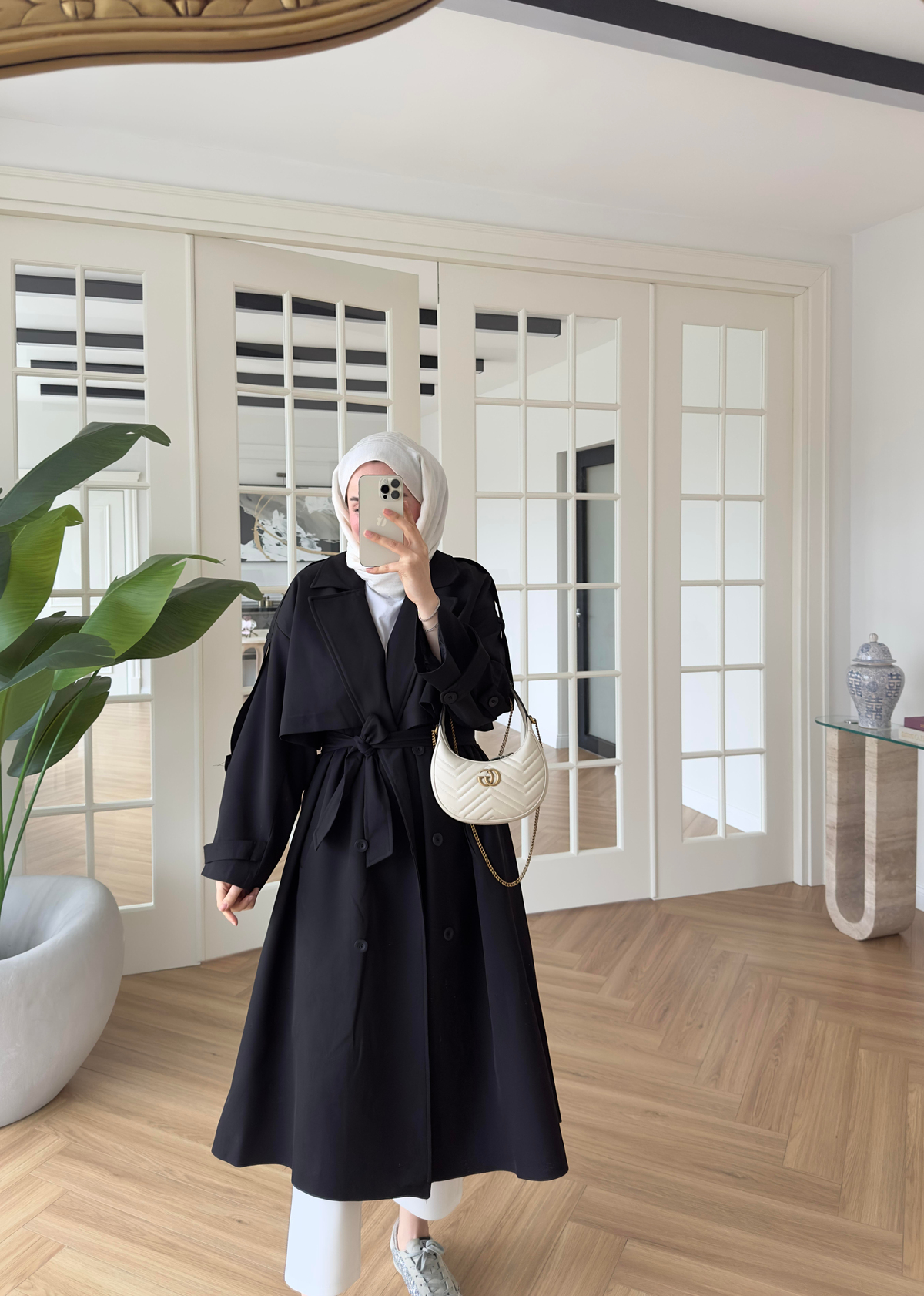 Premium Gabardin Trençkot Siyah