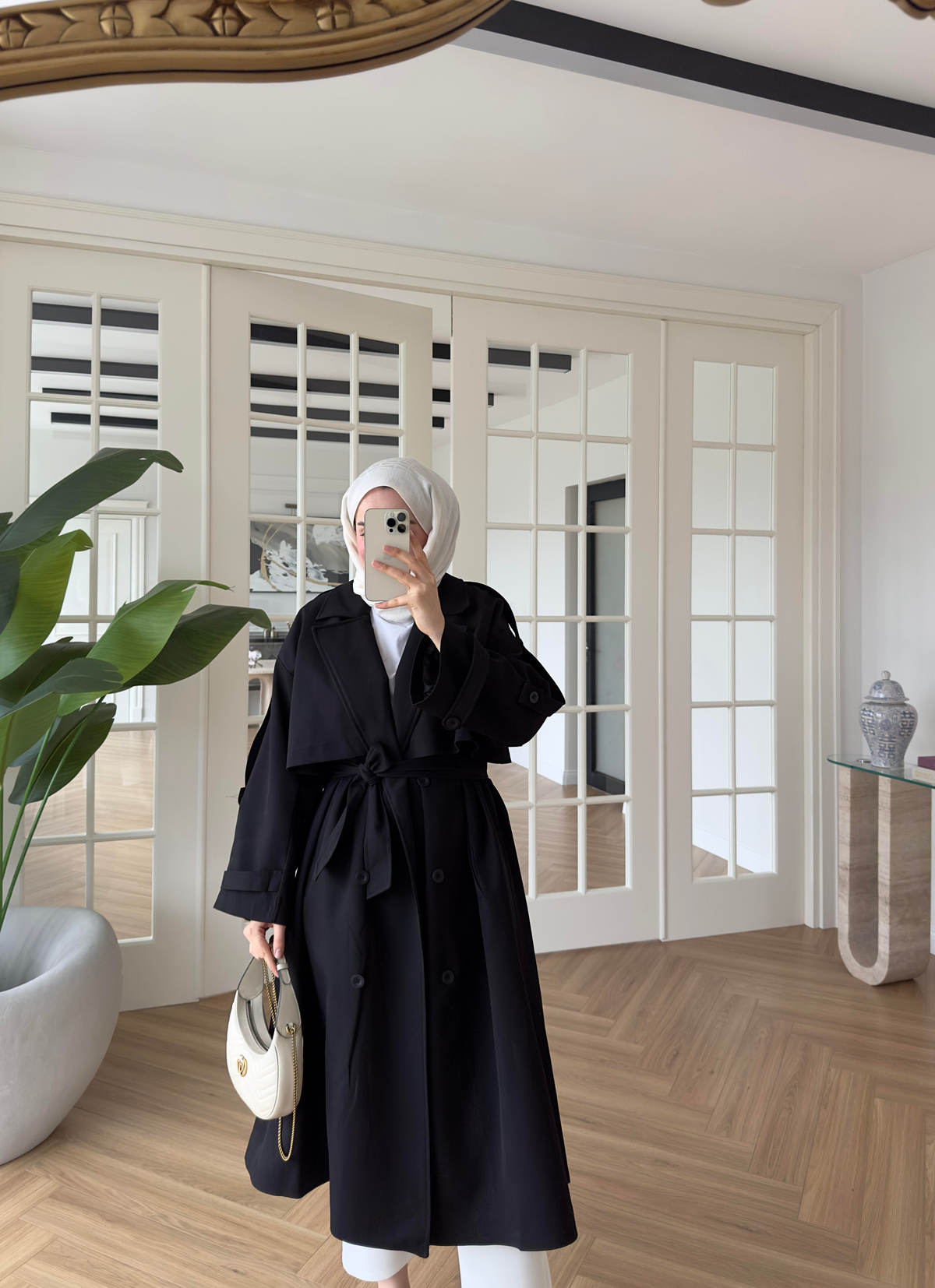 Premium Gabardin Trençkot Siyah