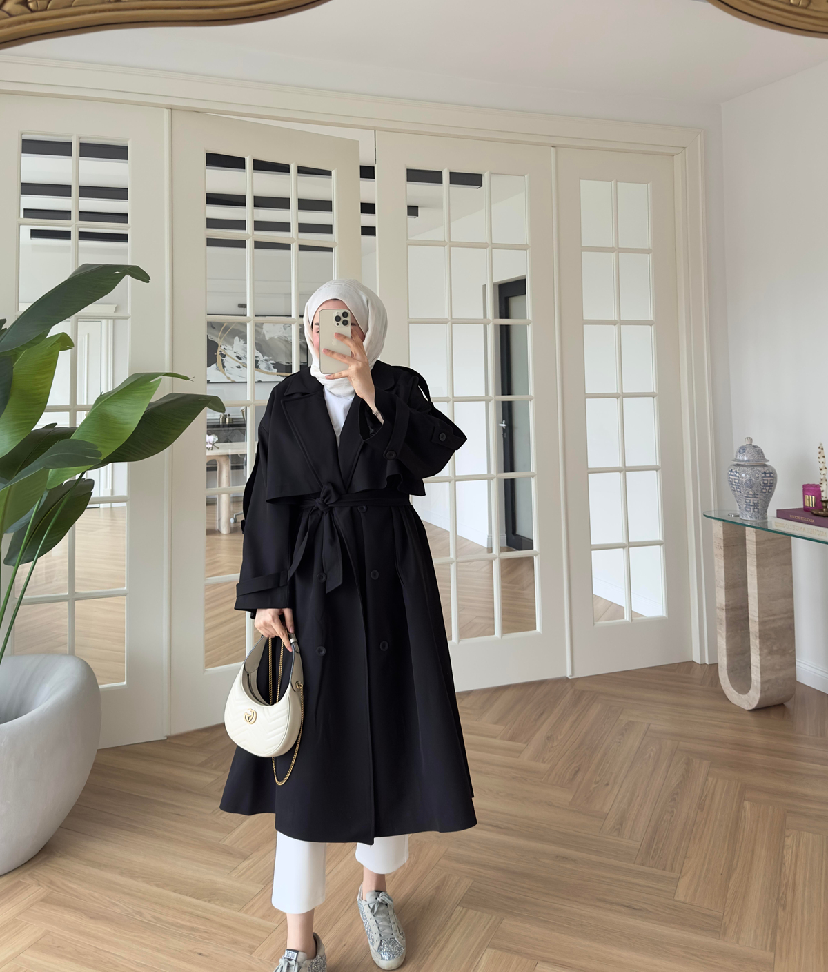 Premium Gabardin Trençkot Siyah
