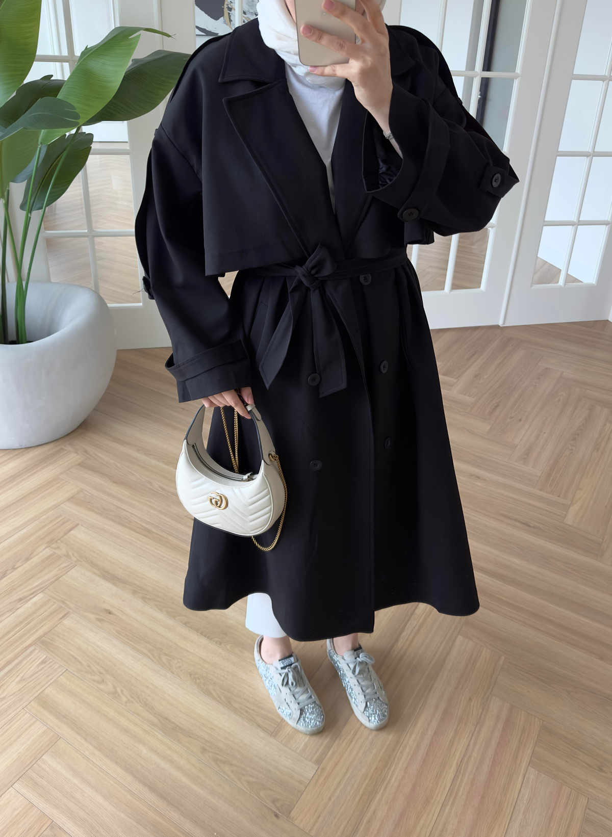 Premium Gabardin Trençkot Siyah