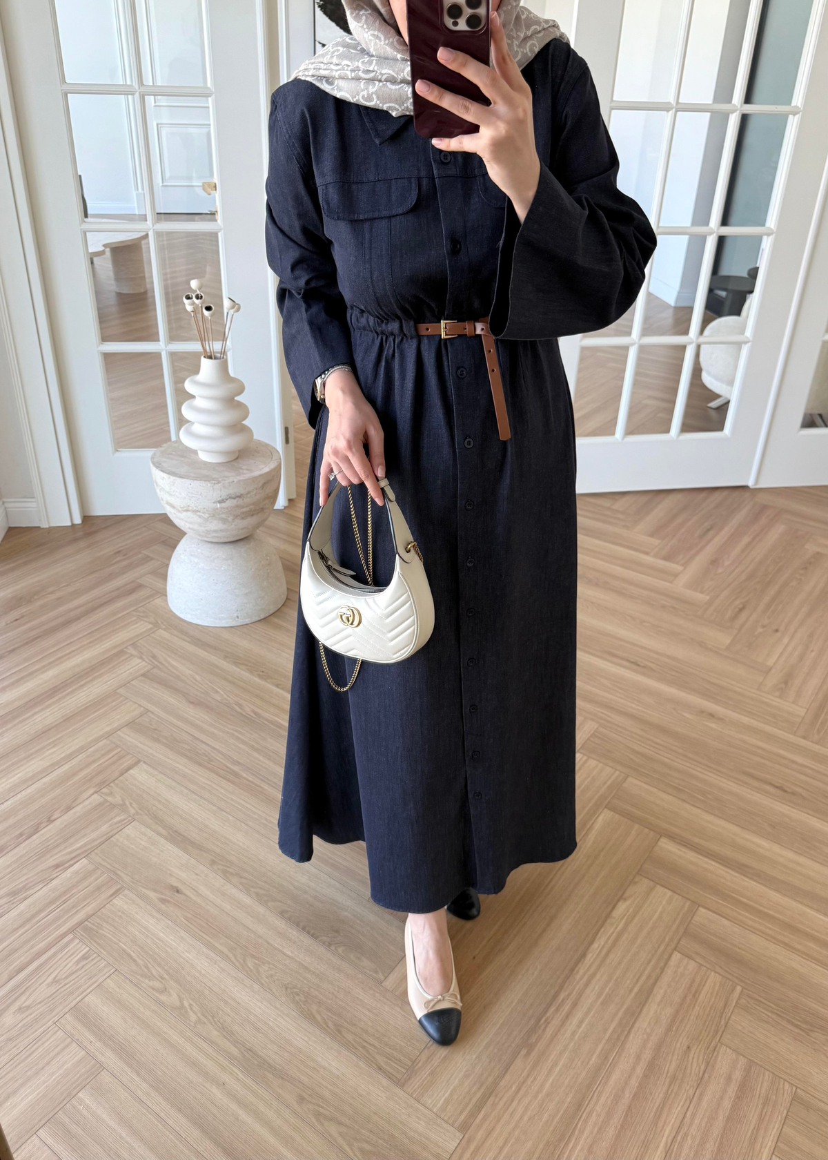 Premium Kemerli Denim Elbise