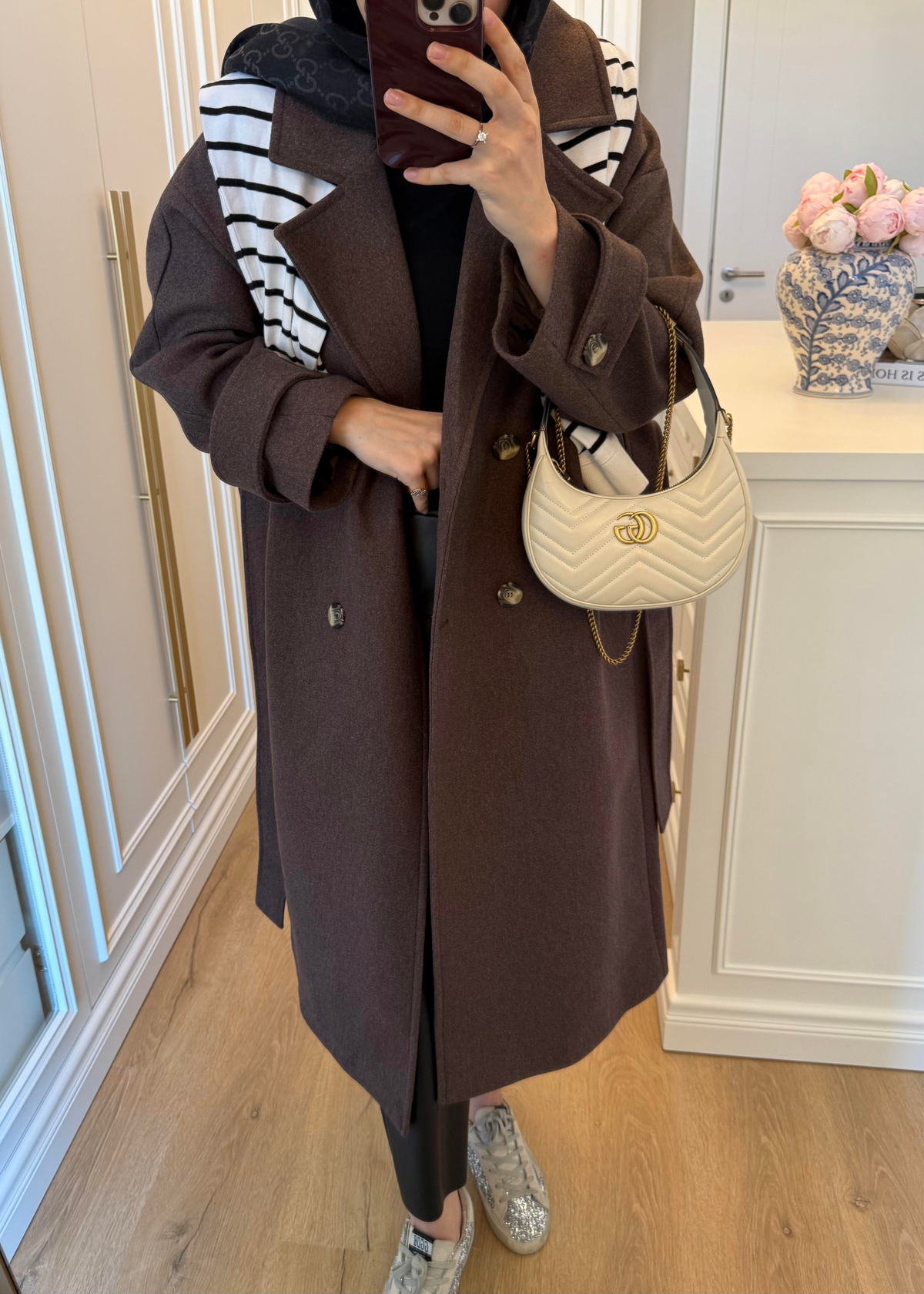 Premium Oversize Kaşe Kaban Kahverengi