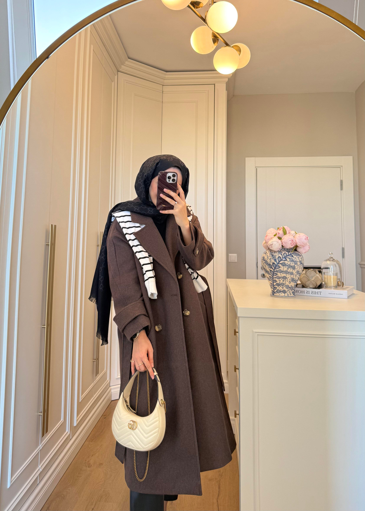 Premium Oversize Kaşe Kaban Kahverengi