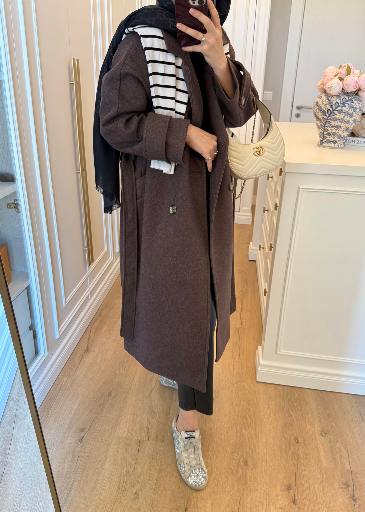 Premium Oversize Kaşe Kaban Kahverengi