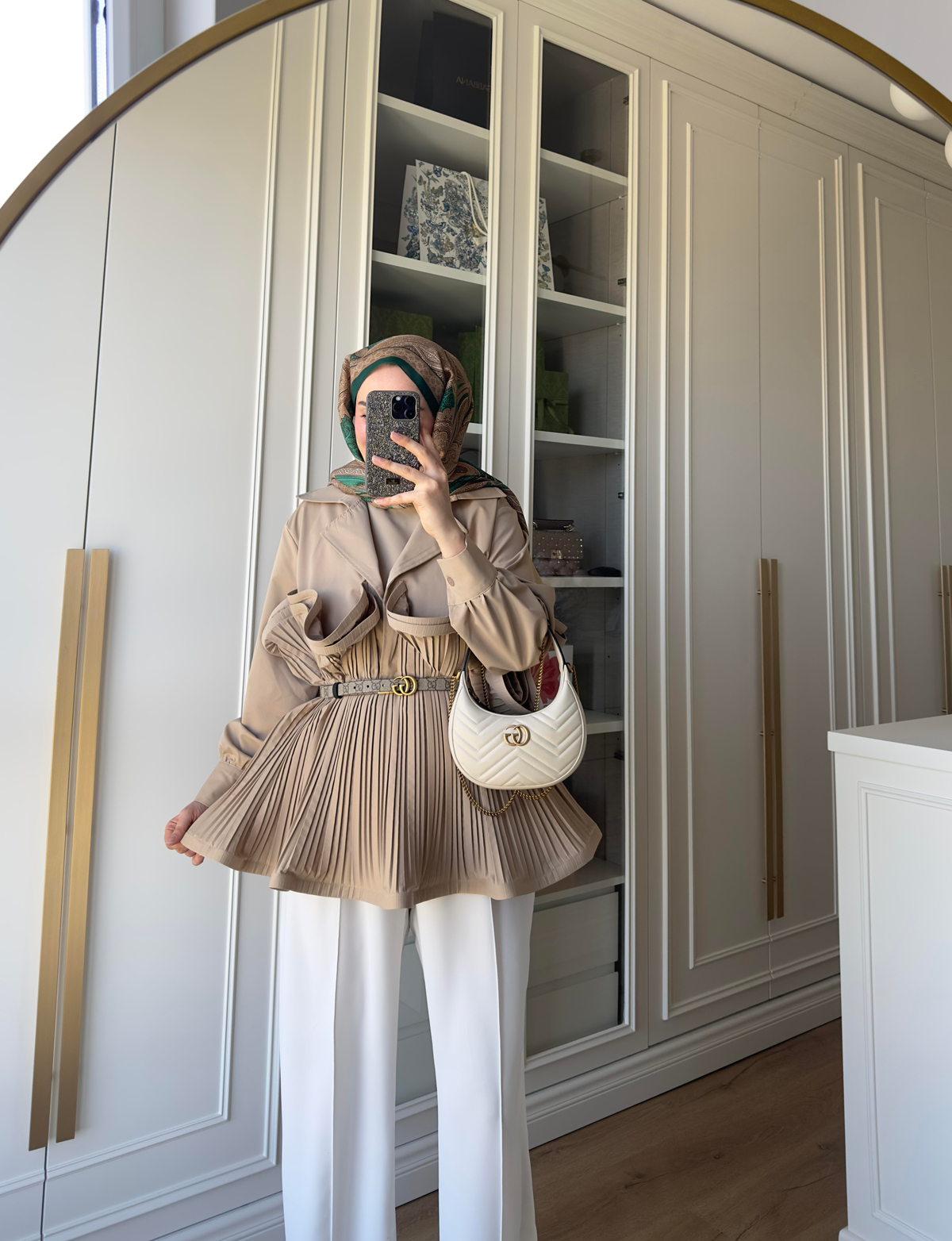 Premium Piliseli Tasarım Ceket Vizon